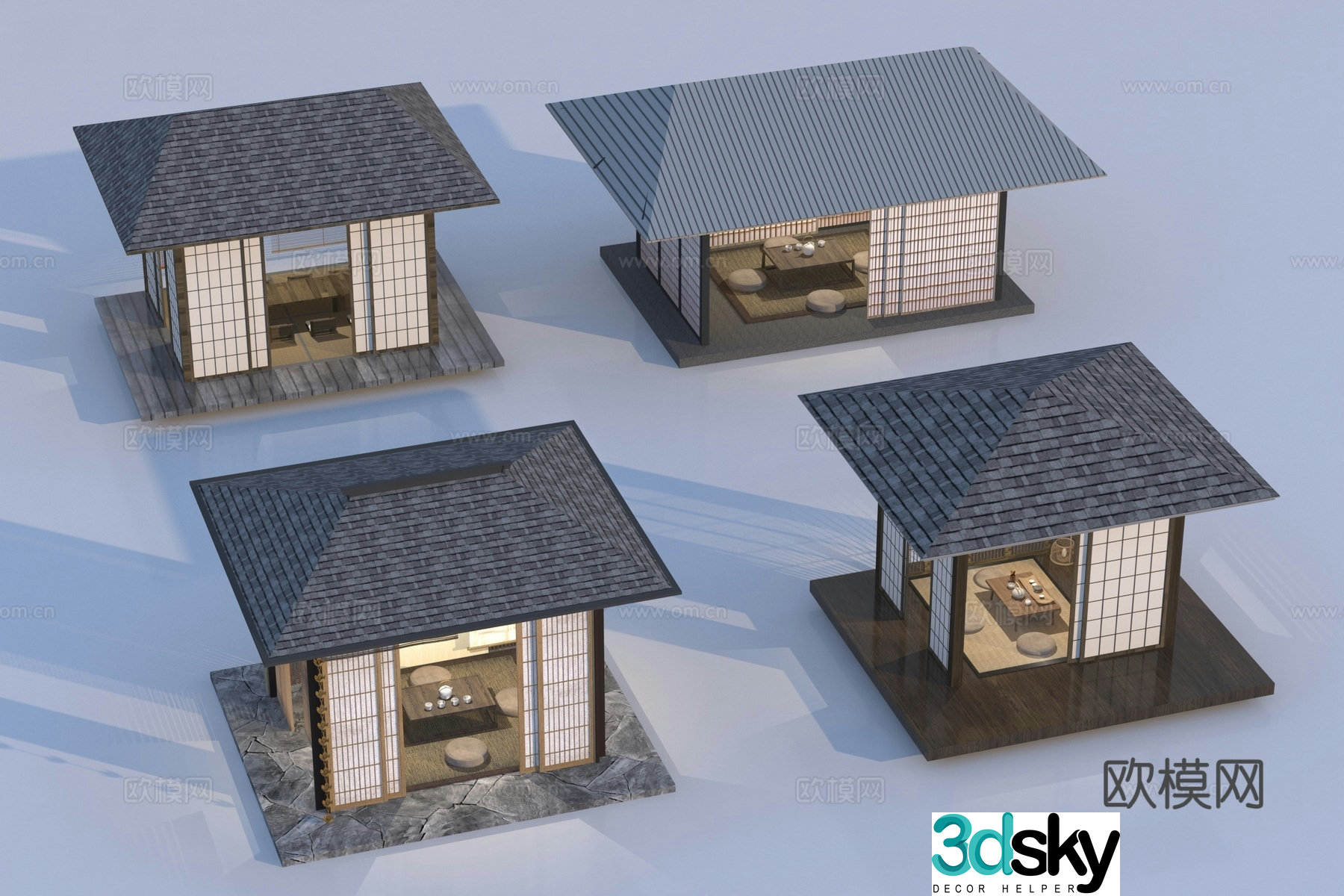 Japanese landscape pavilion Zen pavilion 3d model
