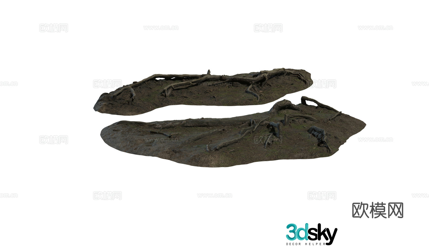 Modern swamp wet soil roots pine roots combination 3d model