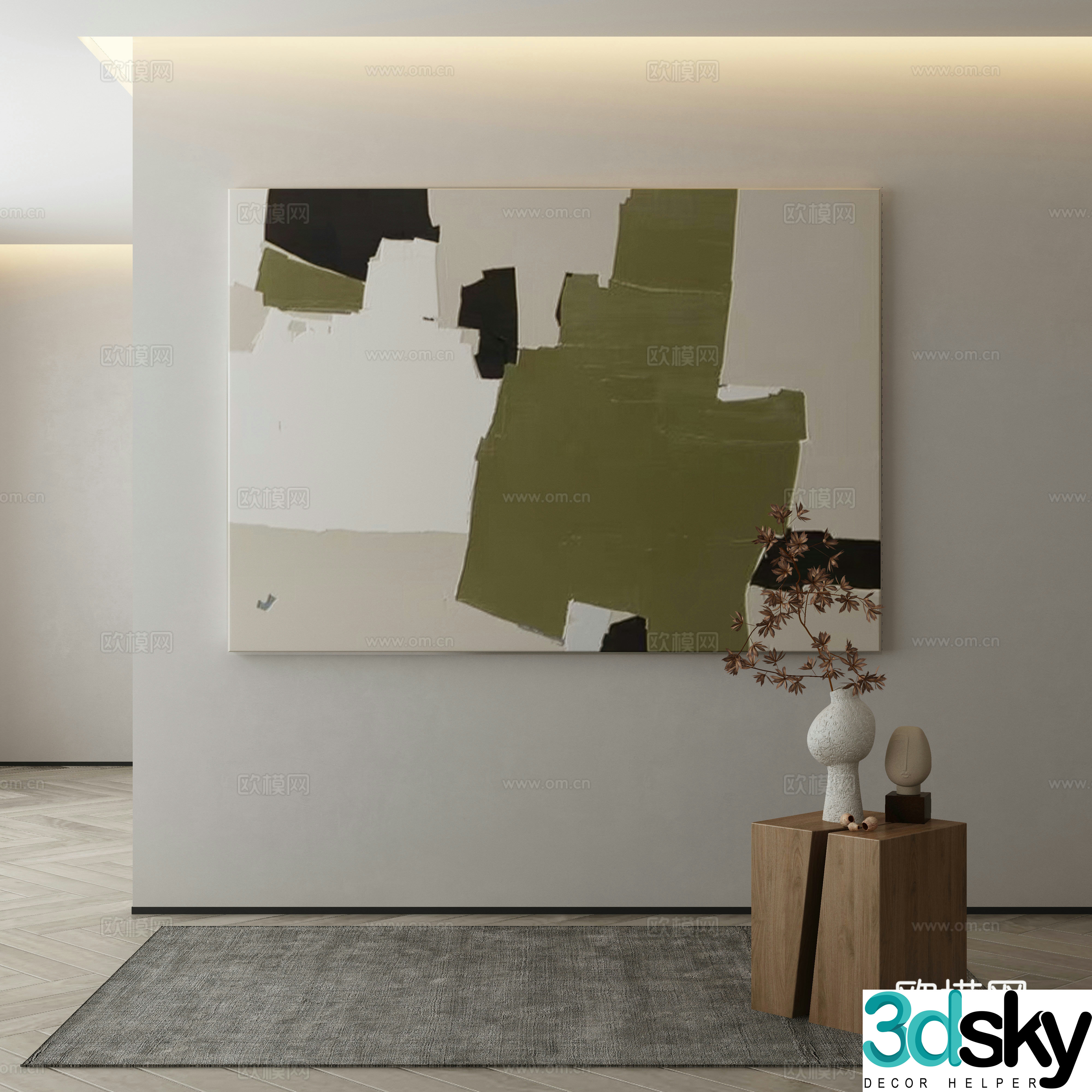 Modern Wasabi Hanging Painting Oil Painting 3D Model