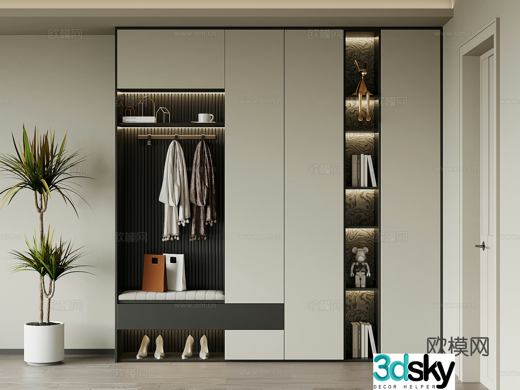 Modern Italian style entrance shoe cabinet entrance shoe cabinet 3D model