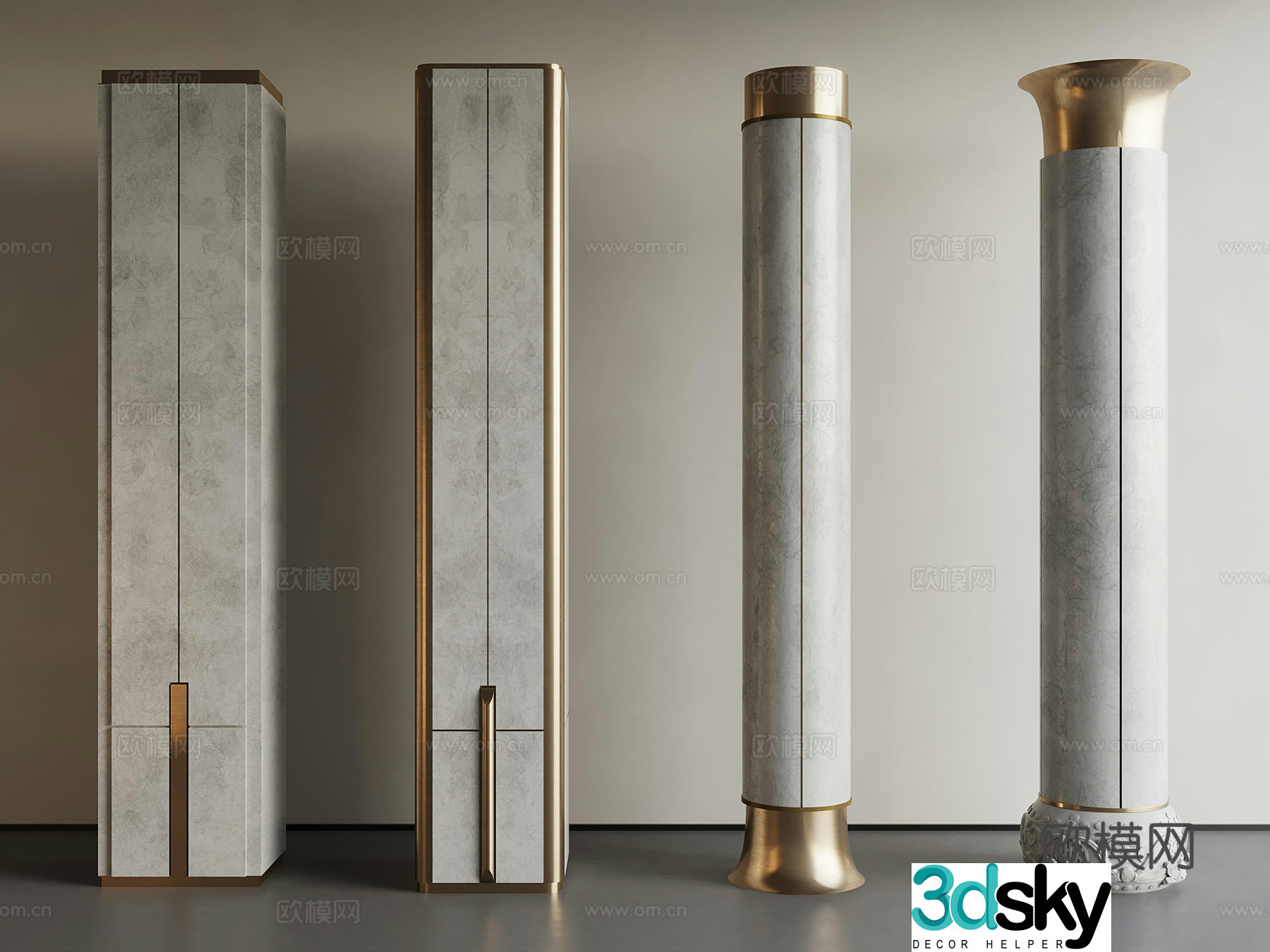Modern cement modeling column 3D model