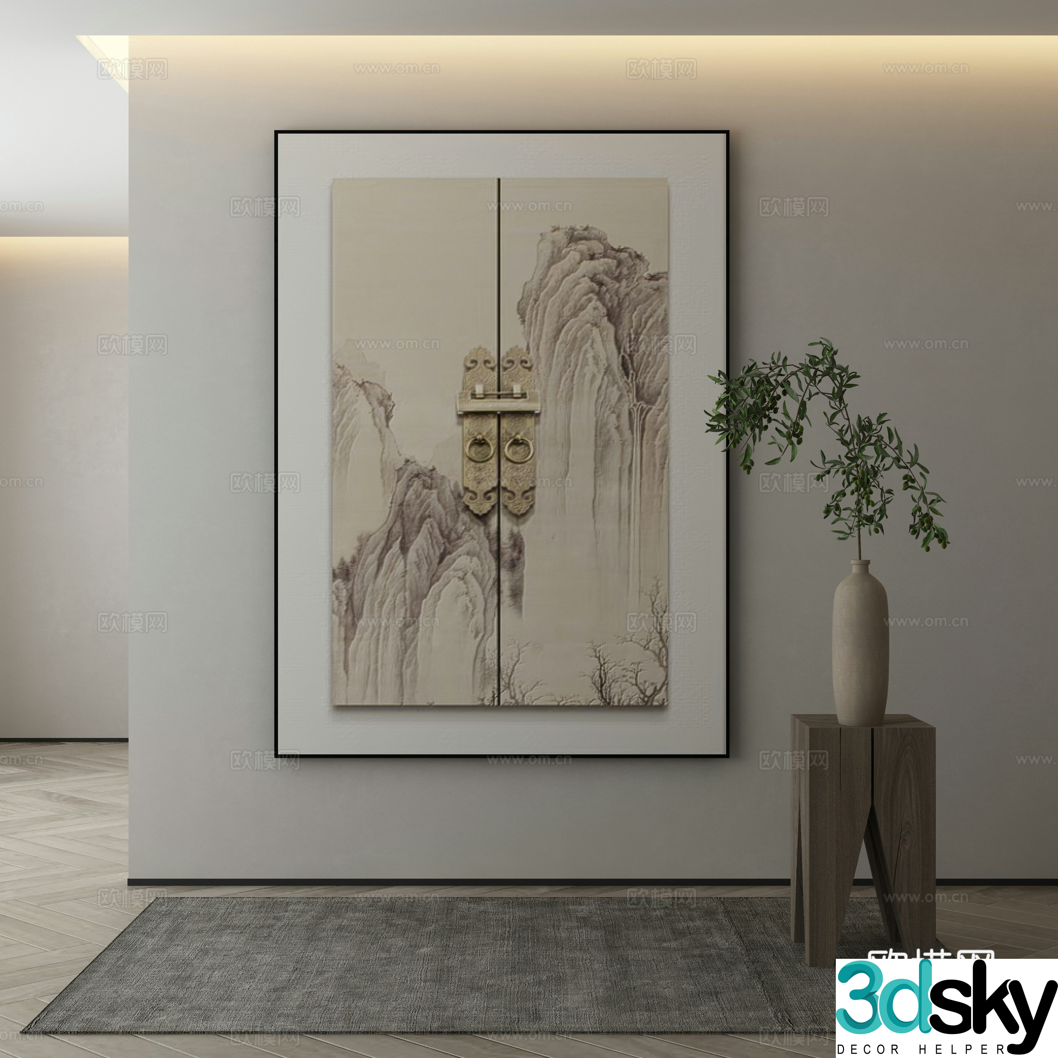 New Chinese style wasabi paintings oil paintings 3D model