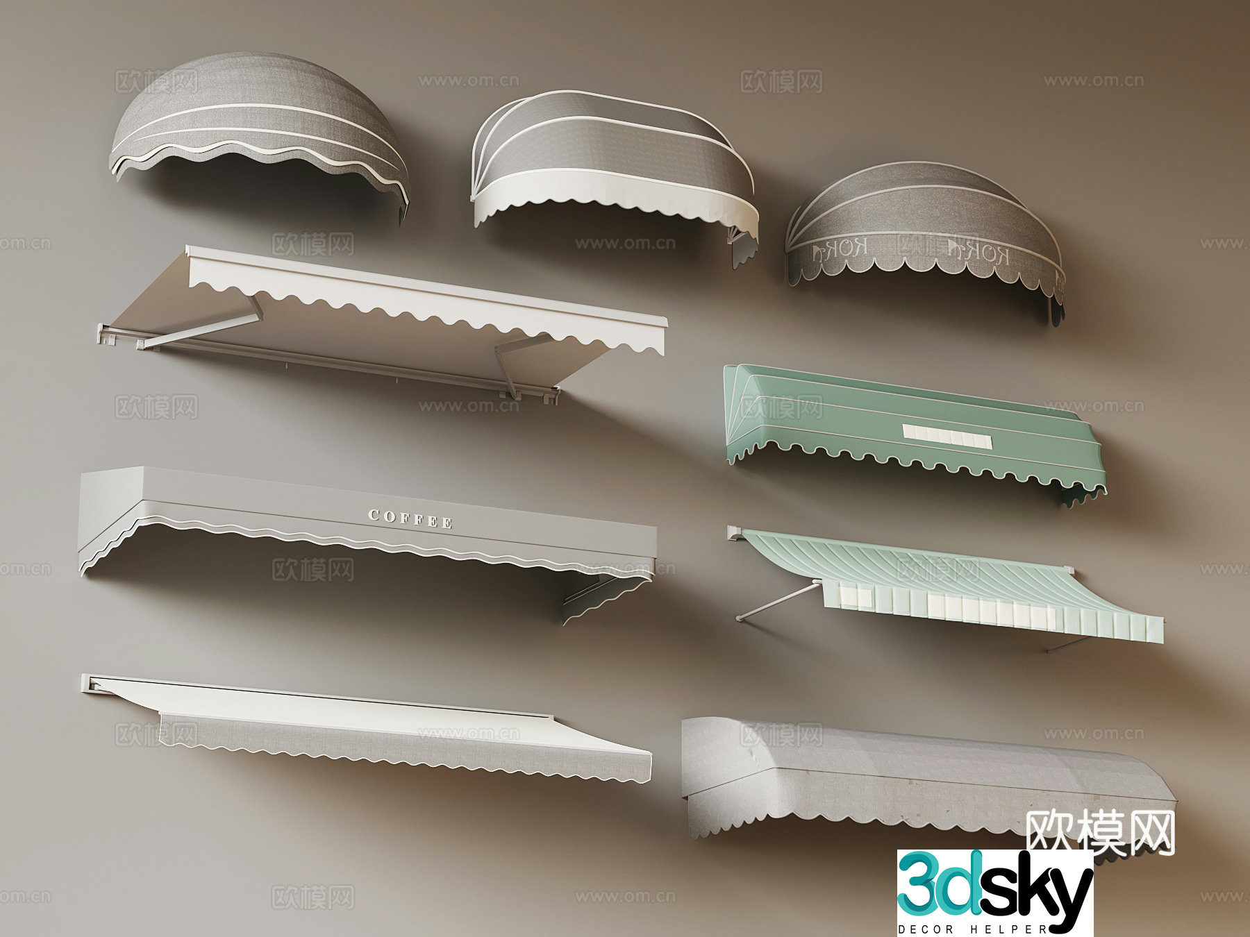 Modern awning glass awning awning 3d model