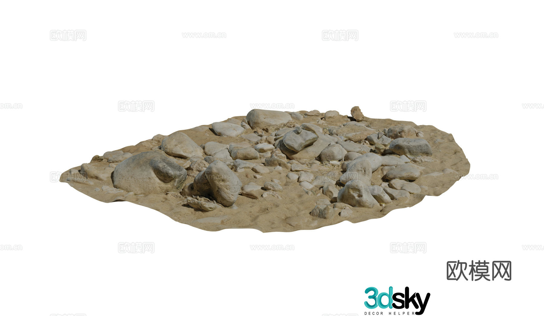 Modern pebbles sand gravel gravel seaside beach brick stone combination 3d model