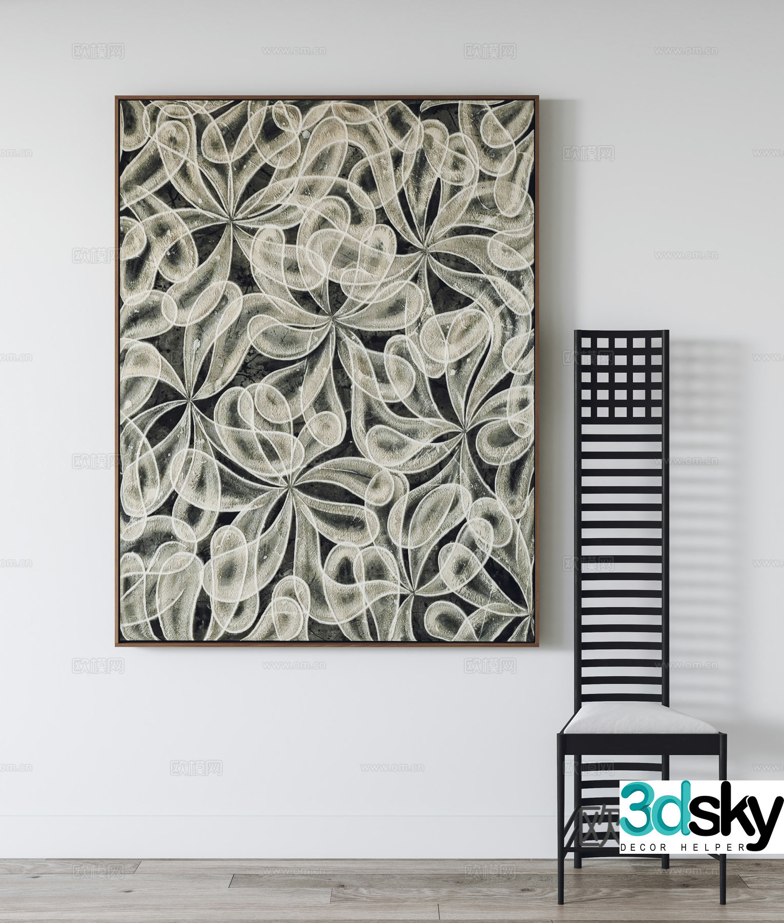 Modern hanging paintings decorative paintings single chairs 3D model