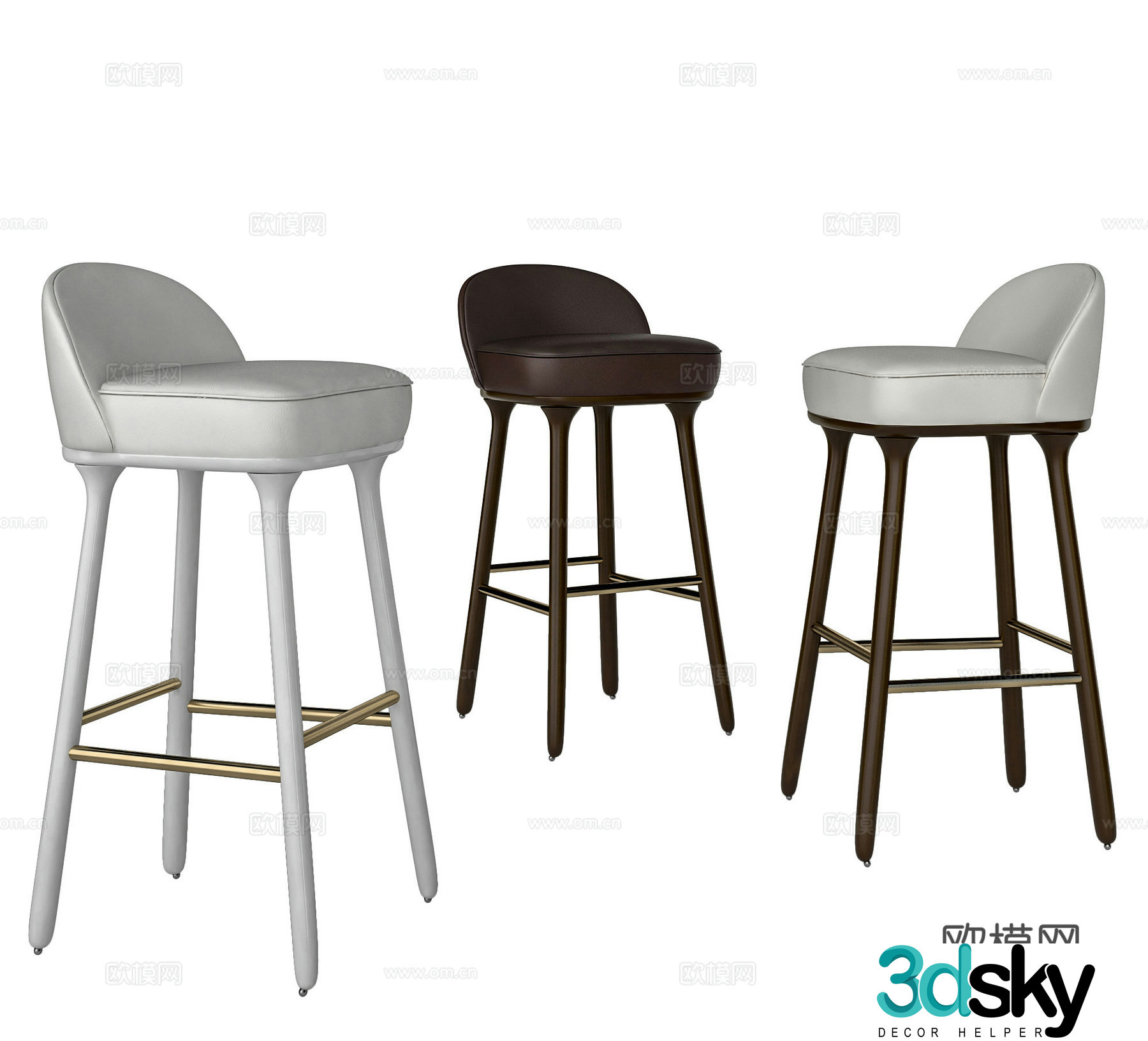 Modern bar chair Leather bar chair Cafe restaurant bar chair 3d model