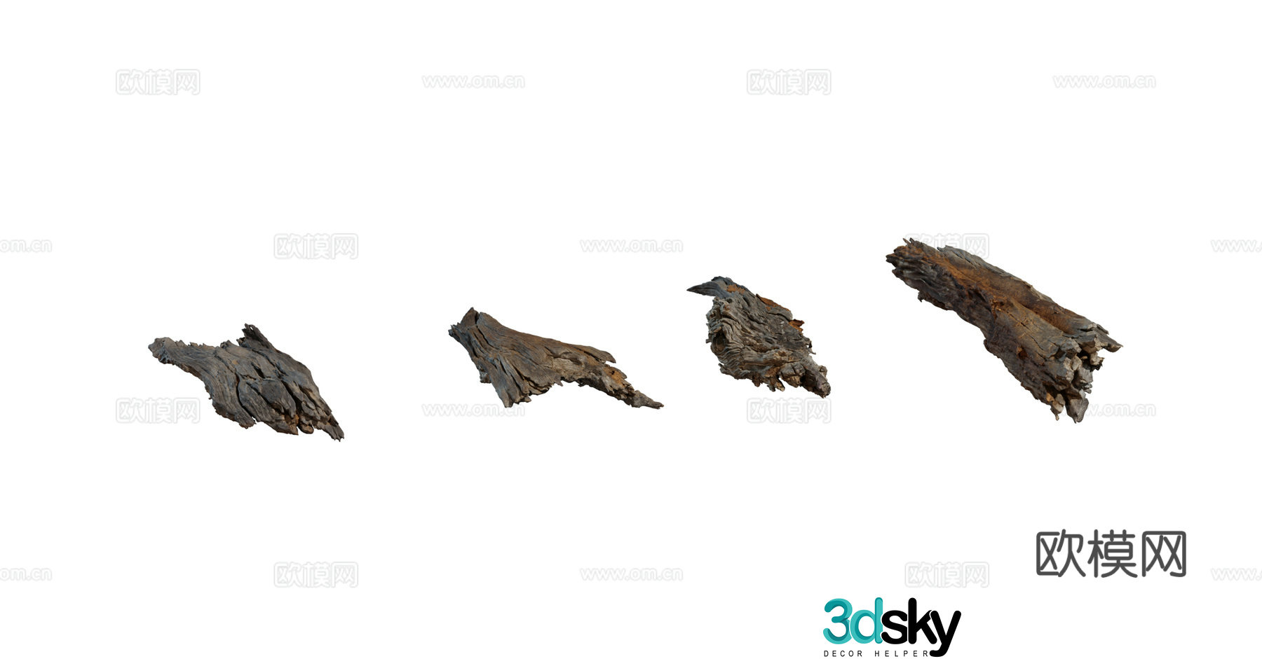 Modern tree withered dry wood dead wood rotten wood combination 3d model