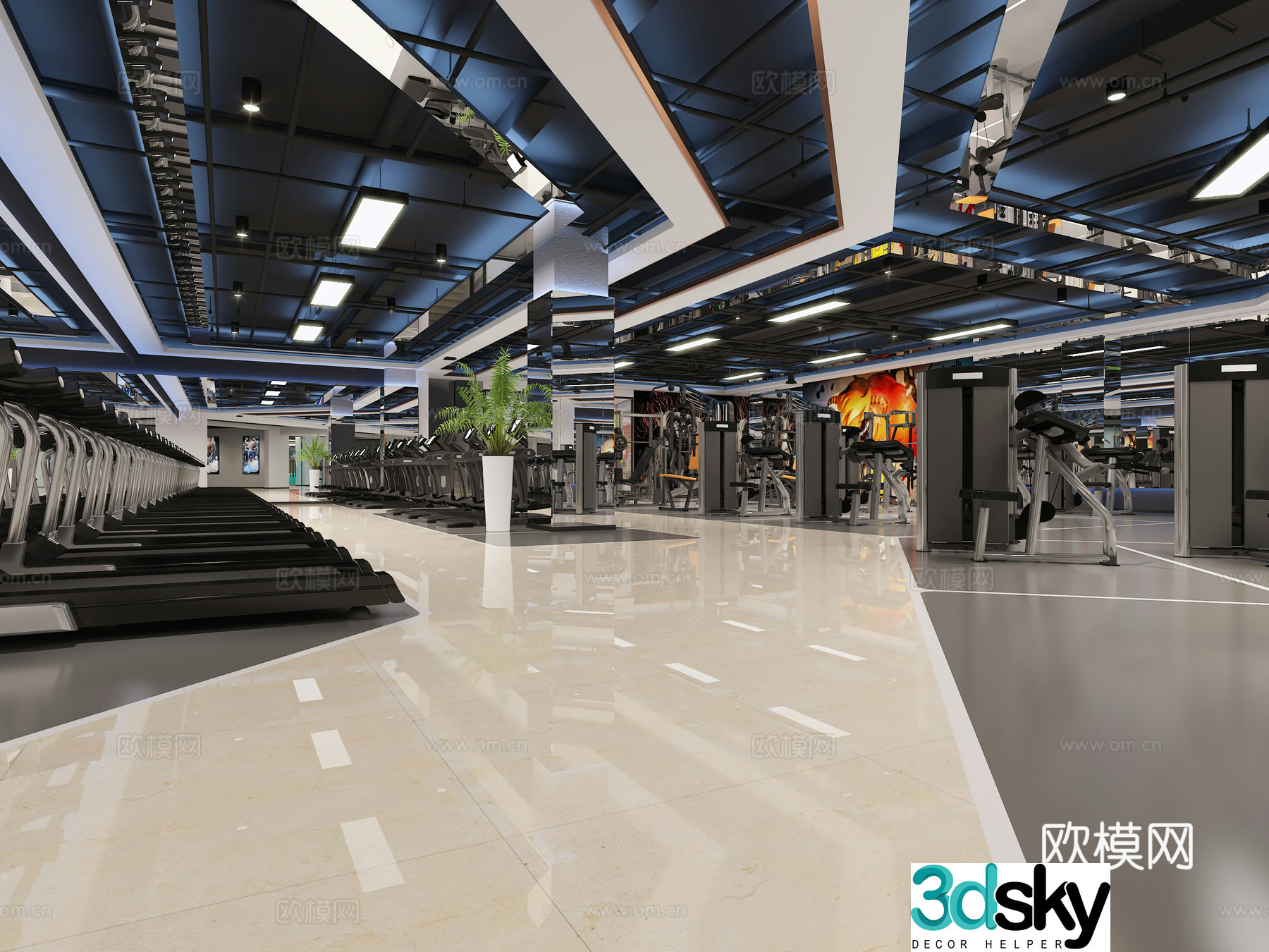 Modern fitness club gym fitness equipment spinning bike 3d model