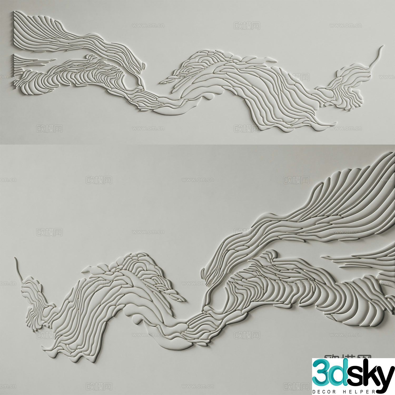 New Chinese bas-relief wall decoration 3D model
