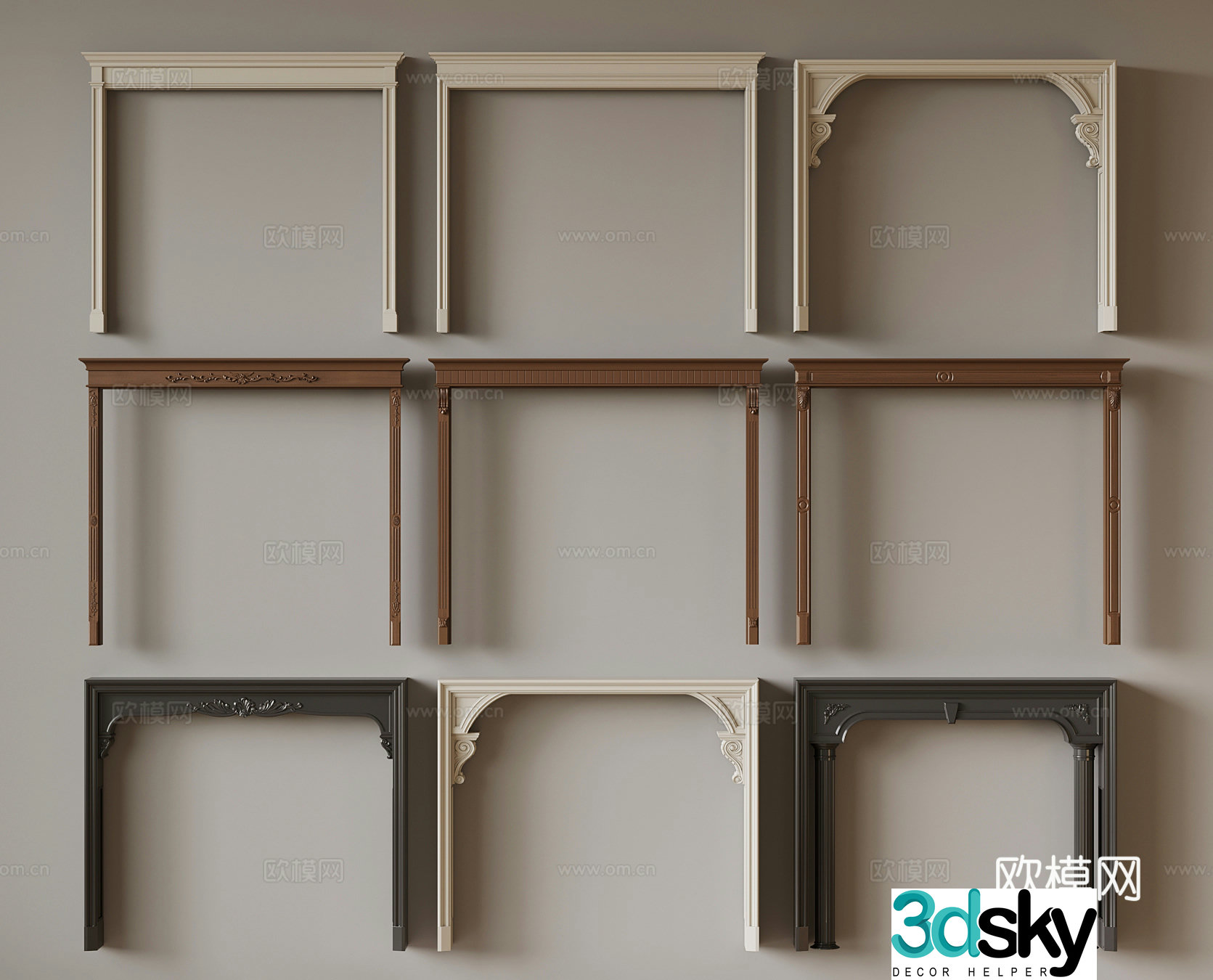 12 French door cover 3D model
