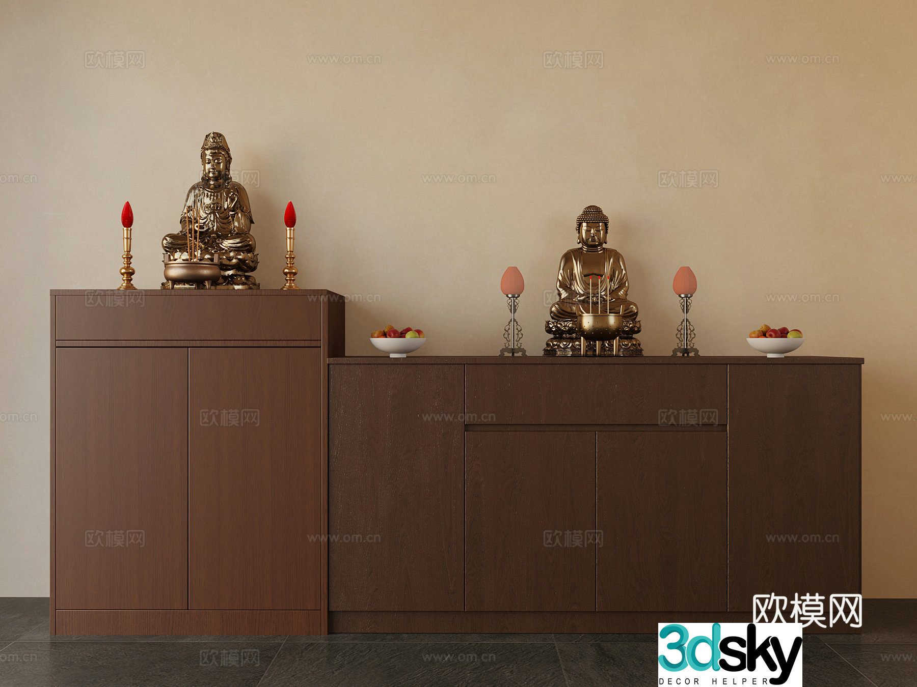 New Chinese style Buddha niche cabinet 3D model