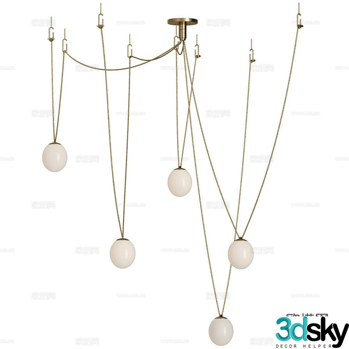 Modern Italian light luxury spherical glass decorative chandelier 3d model