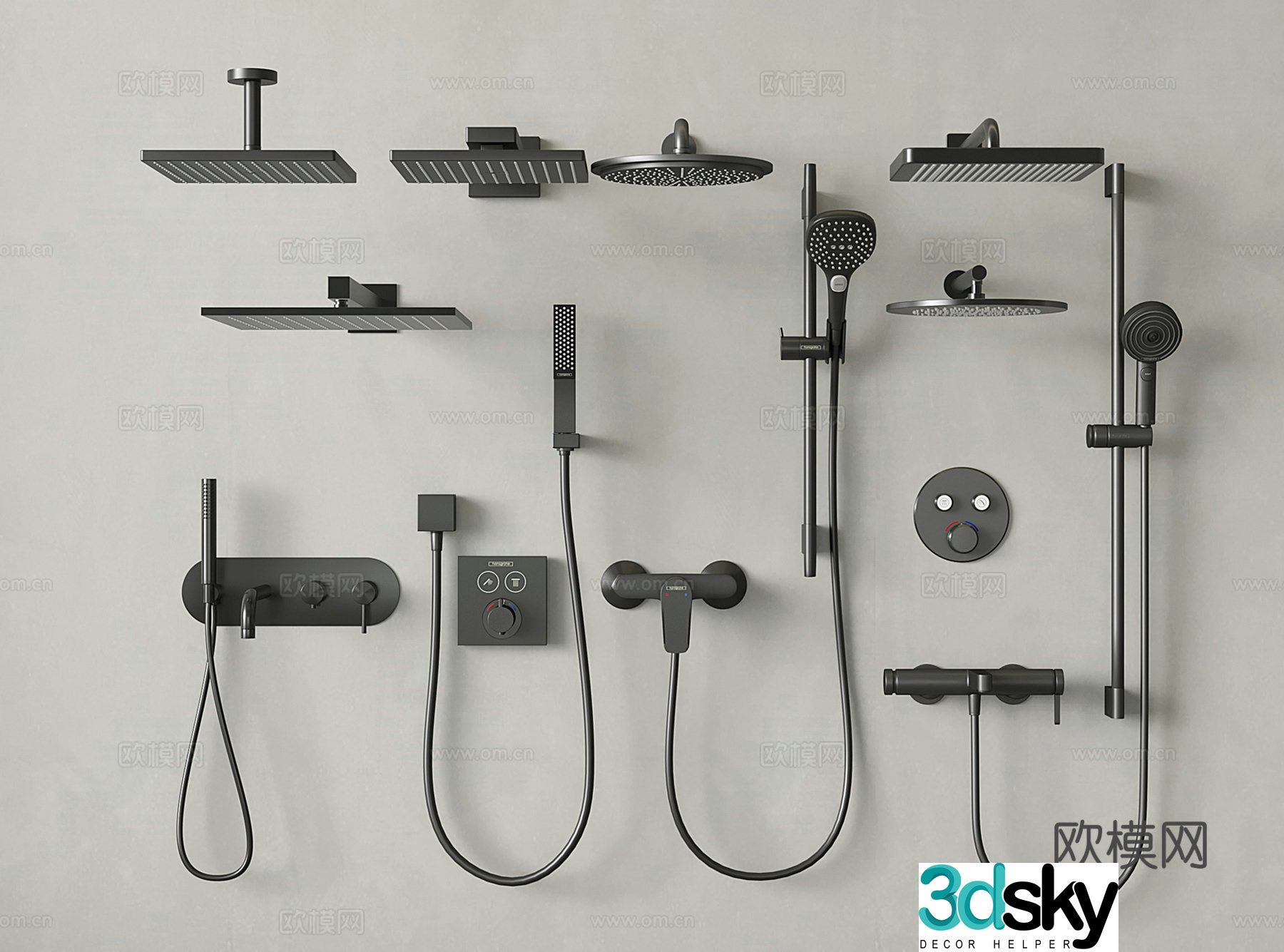 Modern shower shower hidden shower 3d model