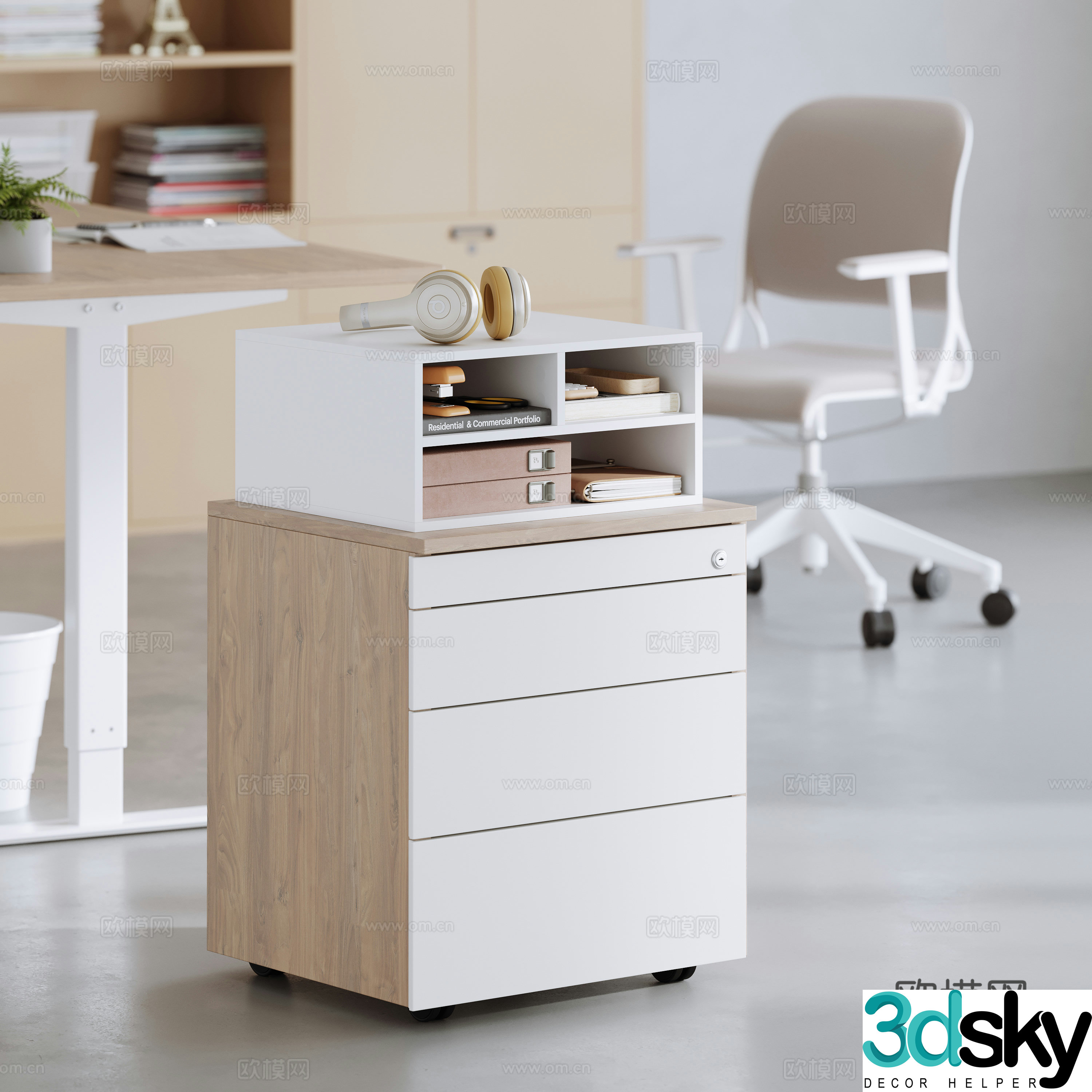 Modern file cabinet 3D model 3D model