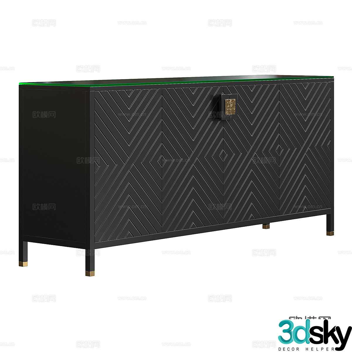 Modern Italian light luxury decorative chest of drawers side cabinets low cabinet 3D model