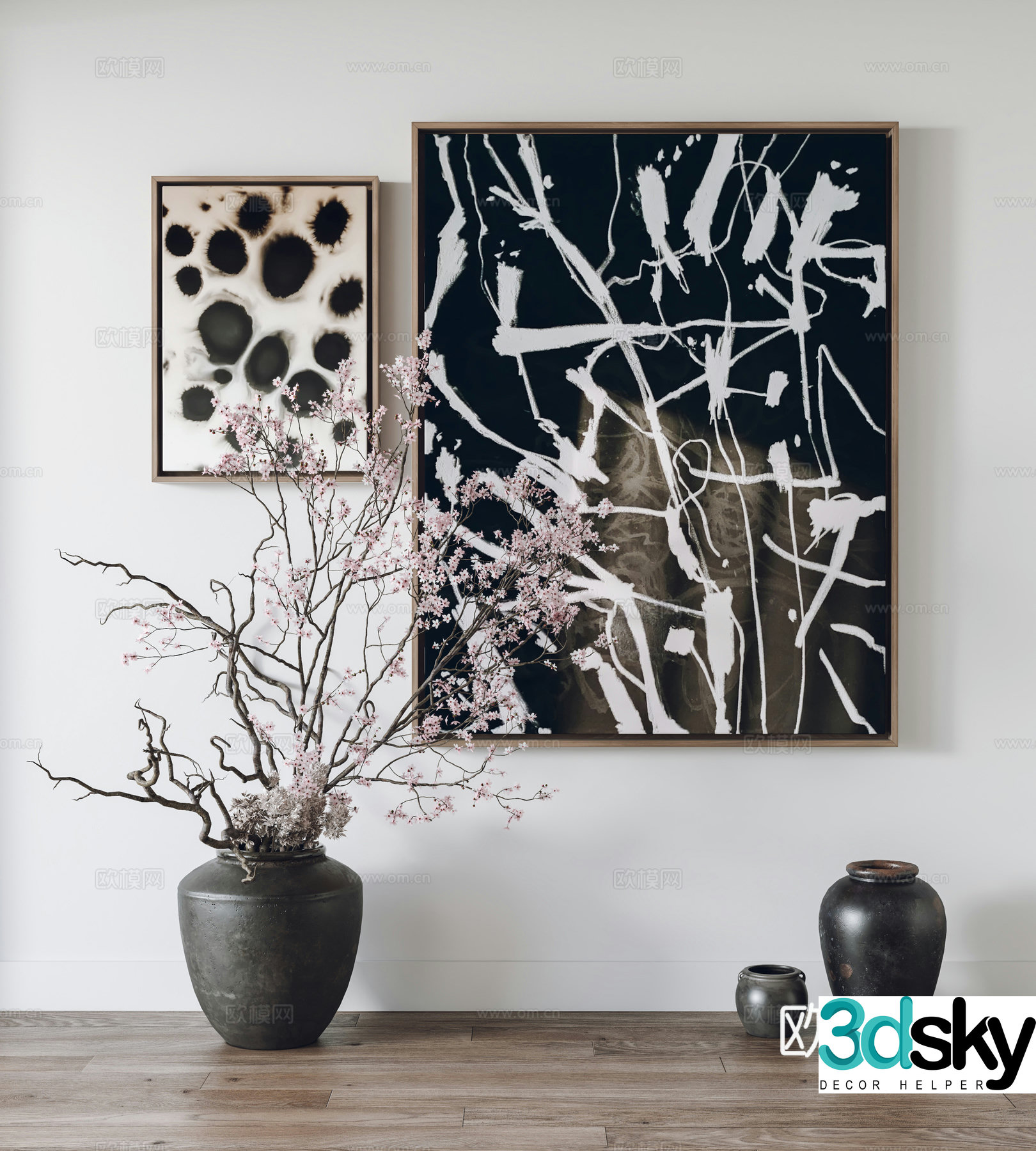 Modern hanging paintings decorative paintings ornaments 3D model of ceramic jars