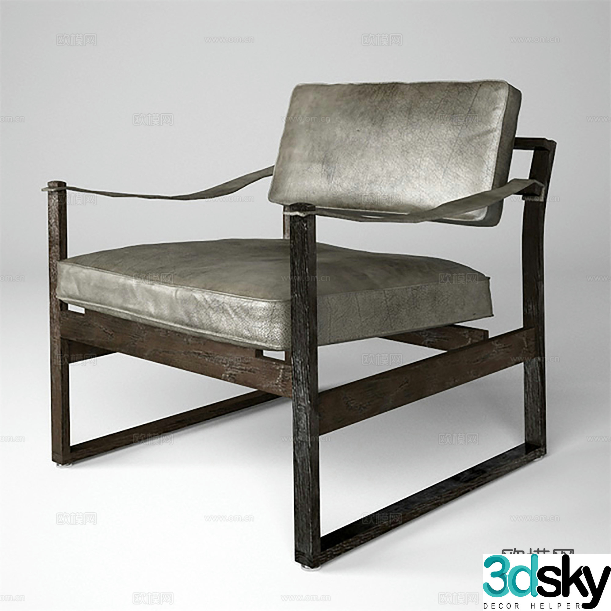 Industrial style leisure chair leather chair dining chair single chair 3d model