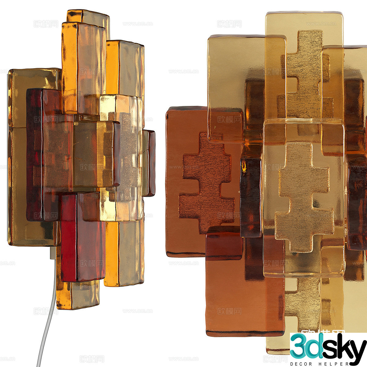 Modern Italian wall decoration glass decorative wall lamp 3d model