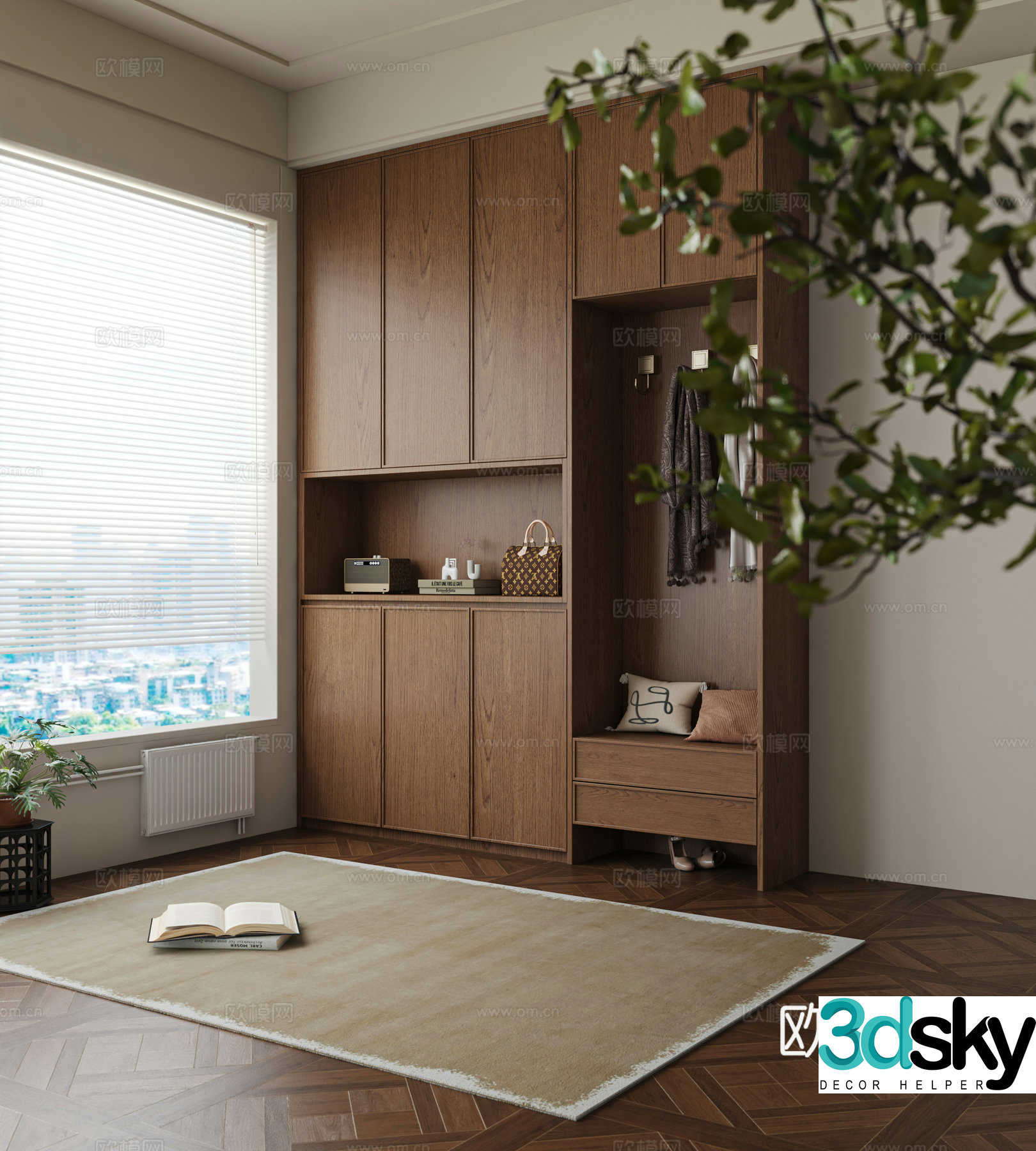 Middle-aged shoe cabinet 3D model