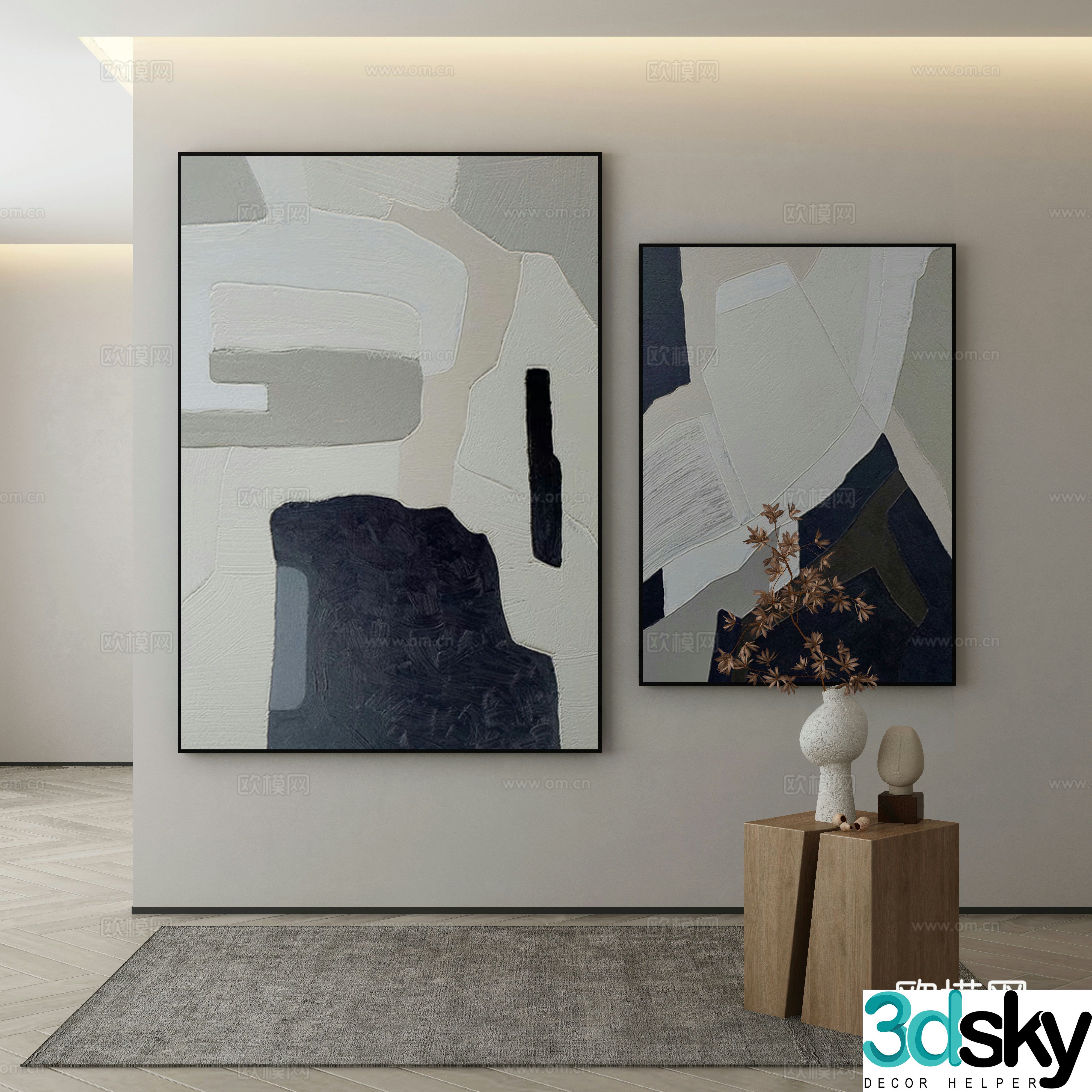 Modern Wasabi Hanging Painting Oil Painting 3D Model