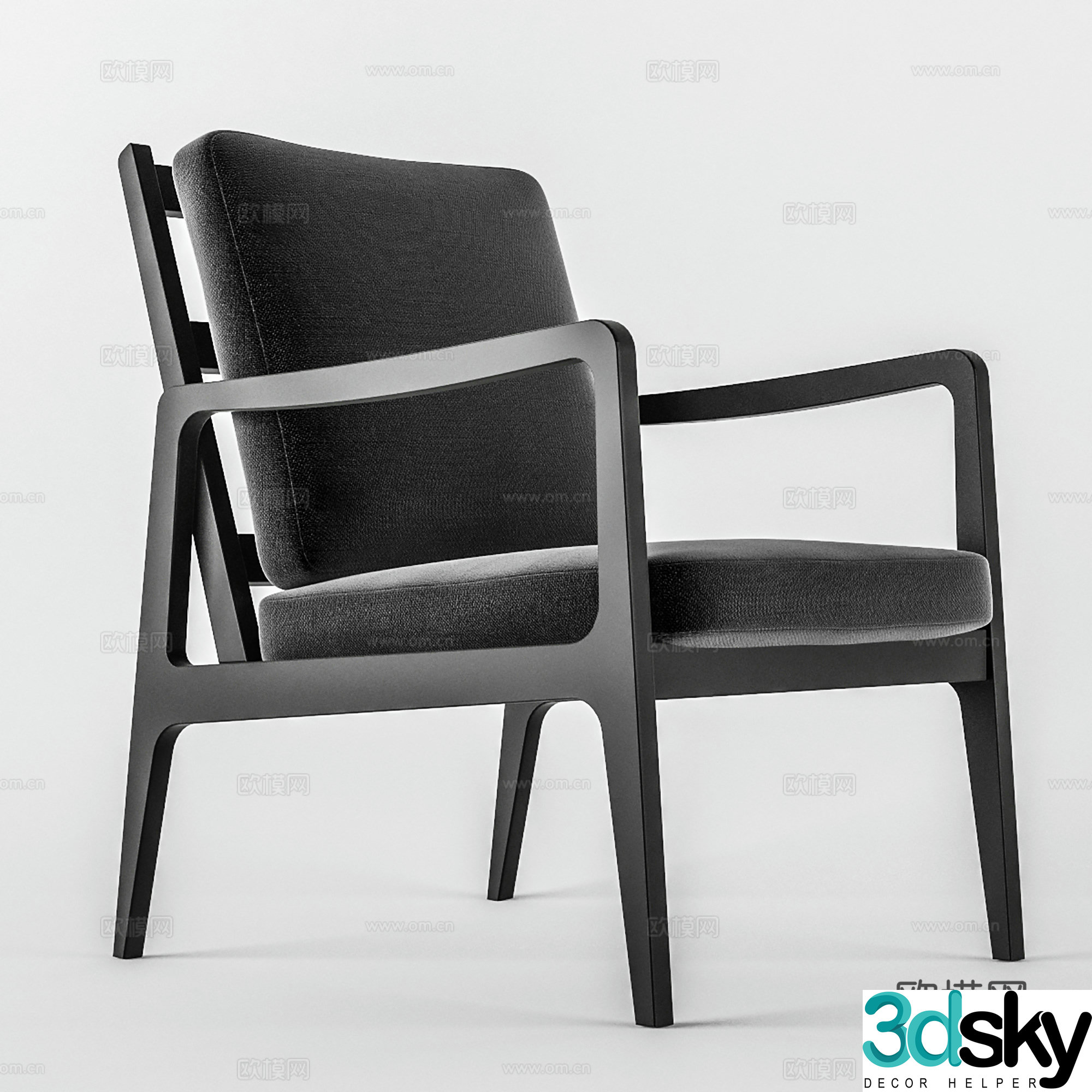 Modern leisure chair cloth chair book chair single chair 3d model