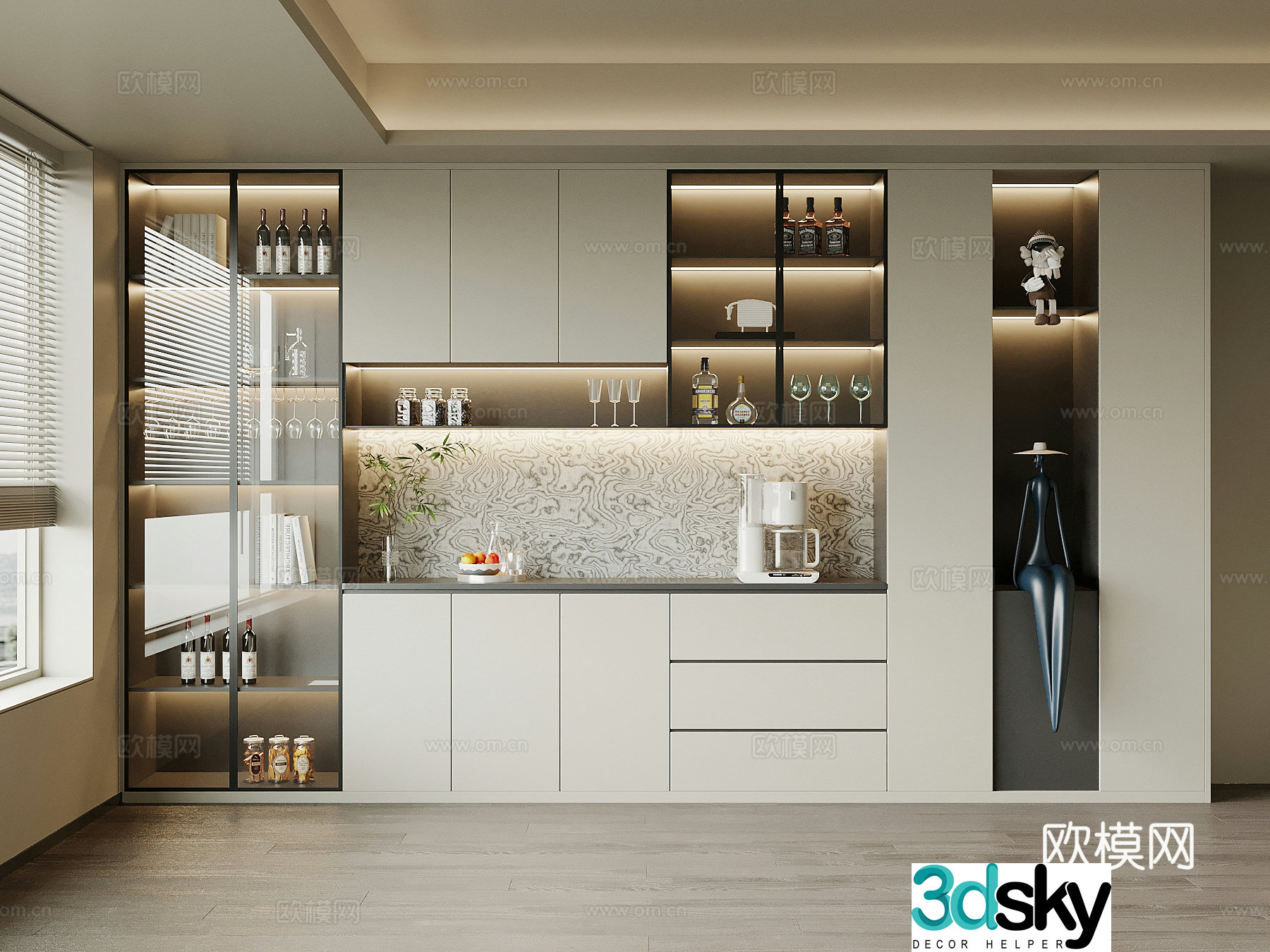 Modern Italian wine cabinet sideboard 3D model