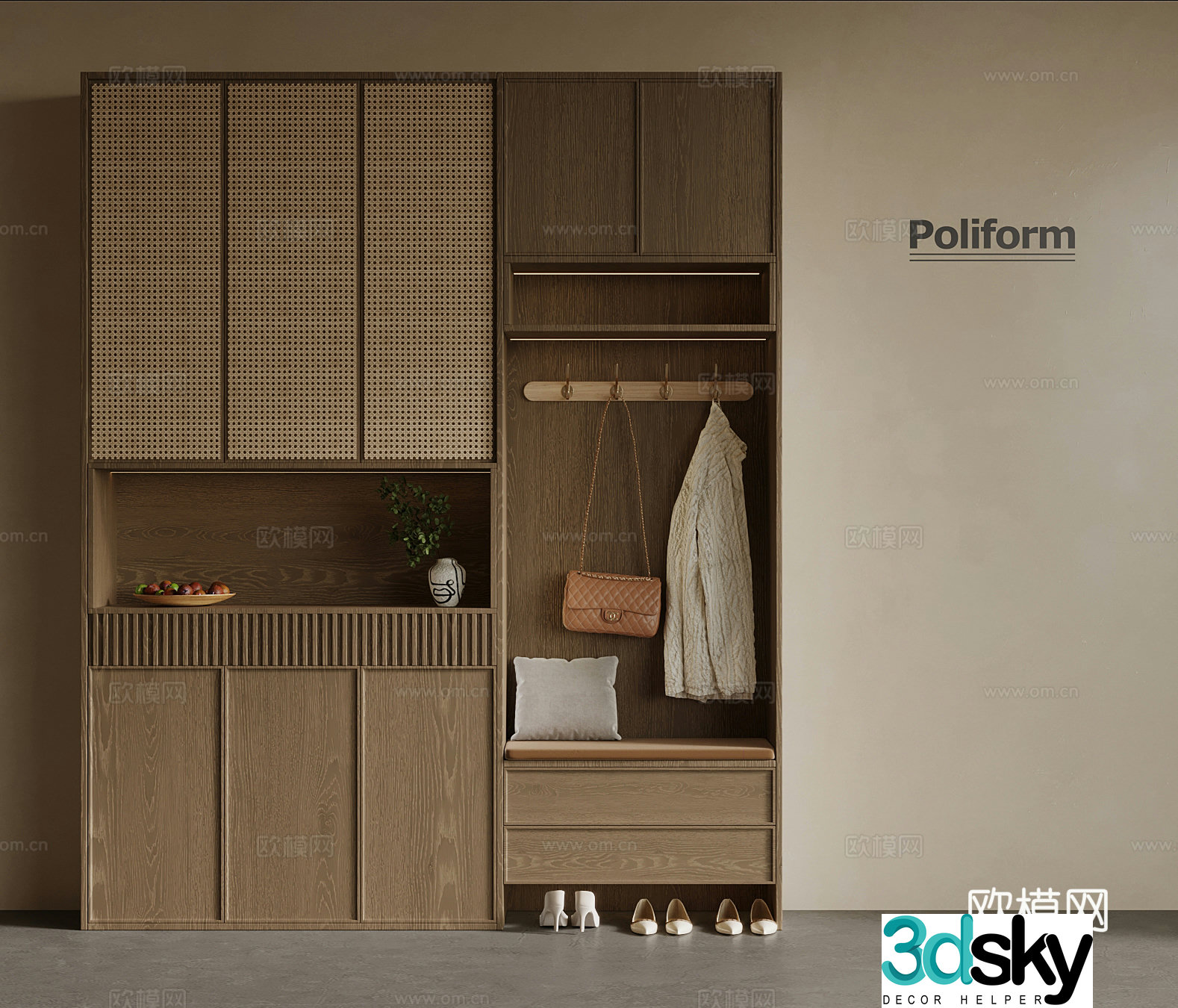 New Chinese shoe cabinet 3D model