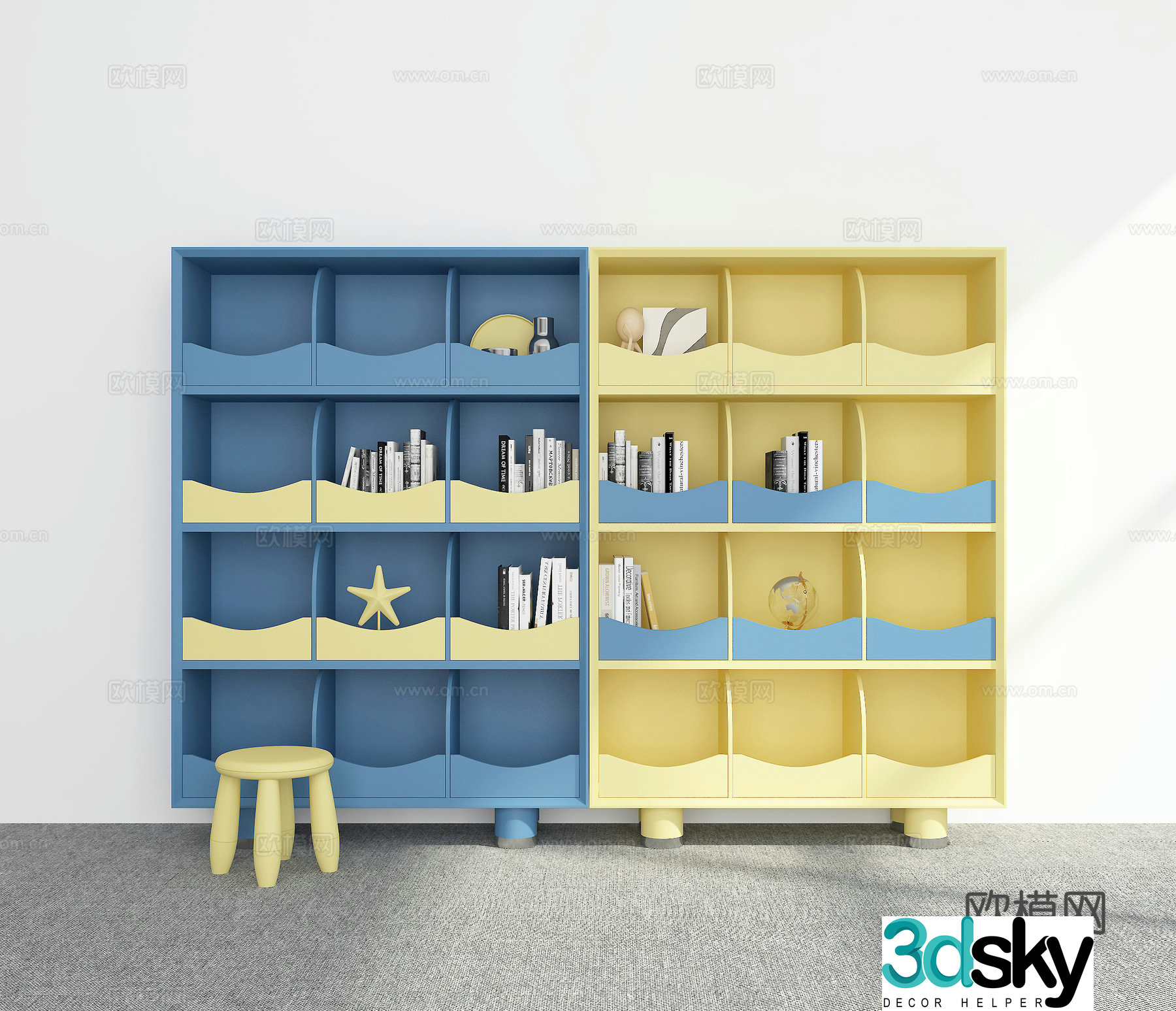 Modern bookcase 3d model