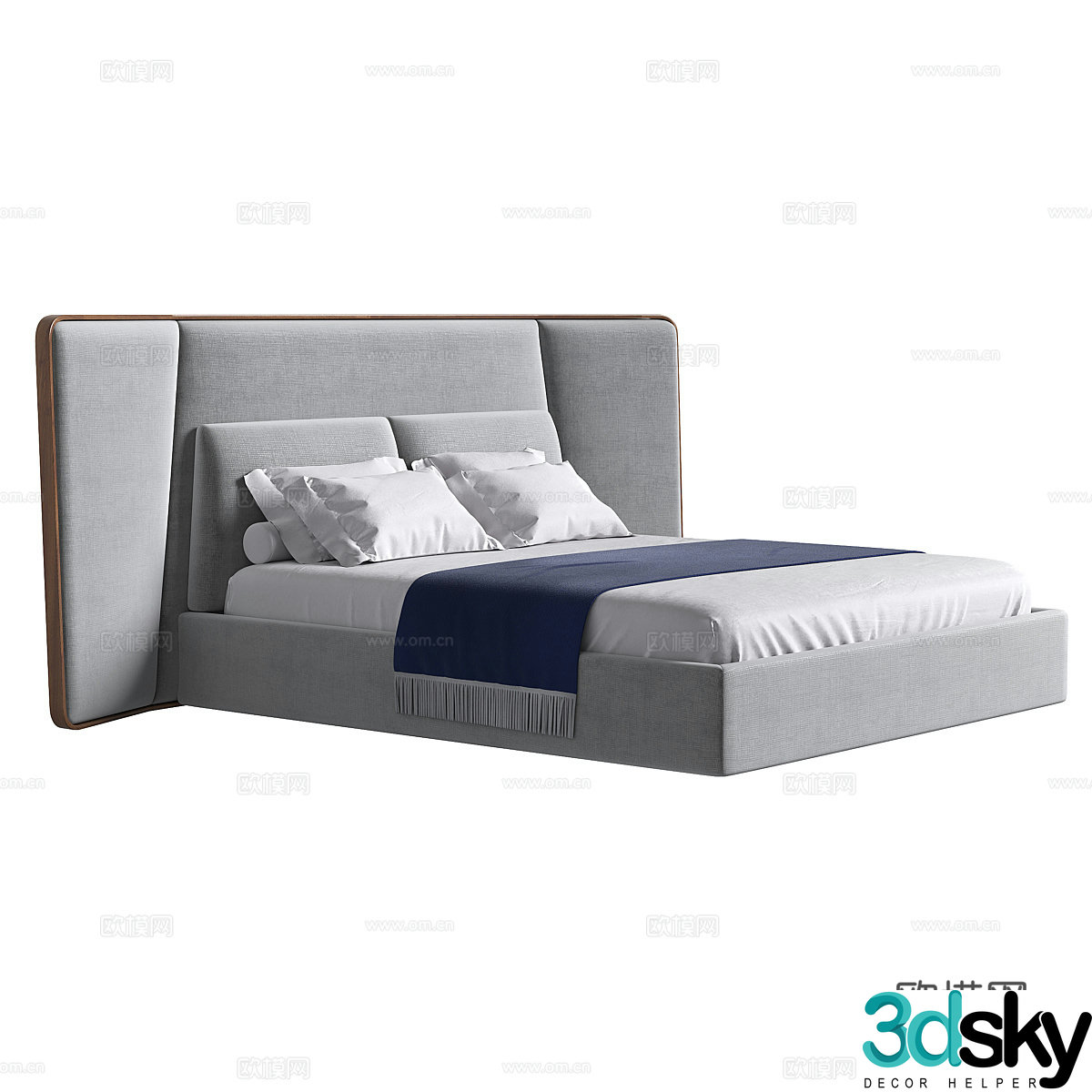 Modern simple double bed Double bed Simple bed Bedroom bed Pillow 3D model