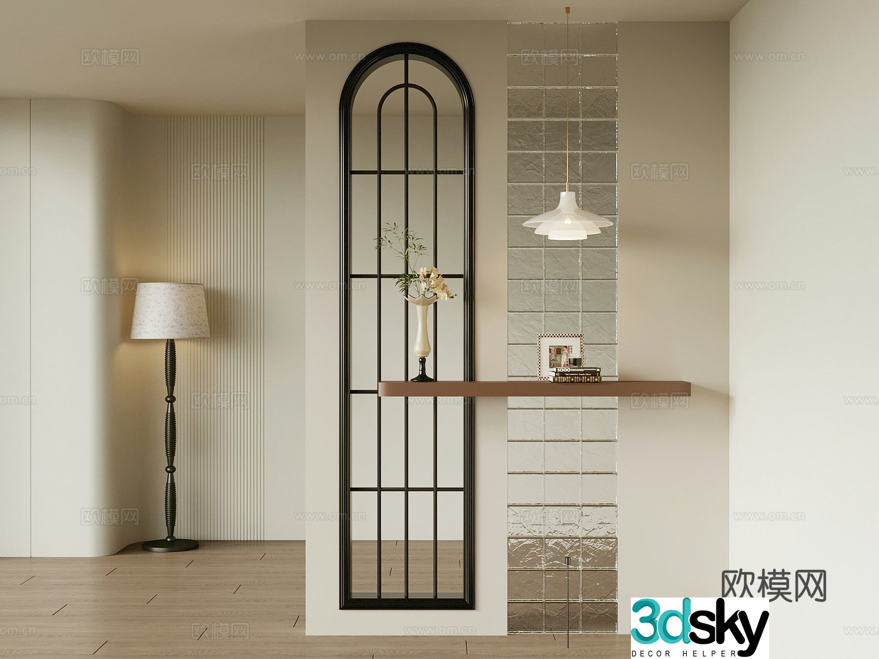 Partition French partition Floor lamp 3d model