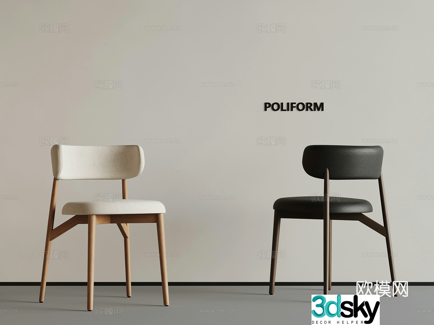 Medium style chair dining chair 3d model