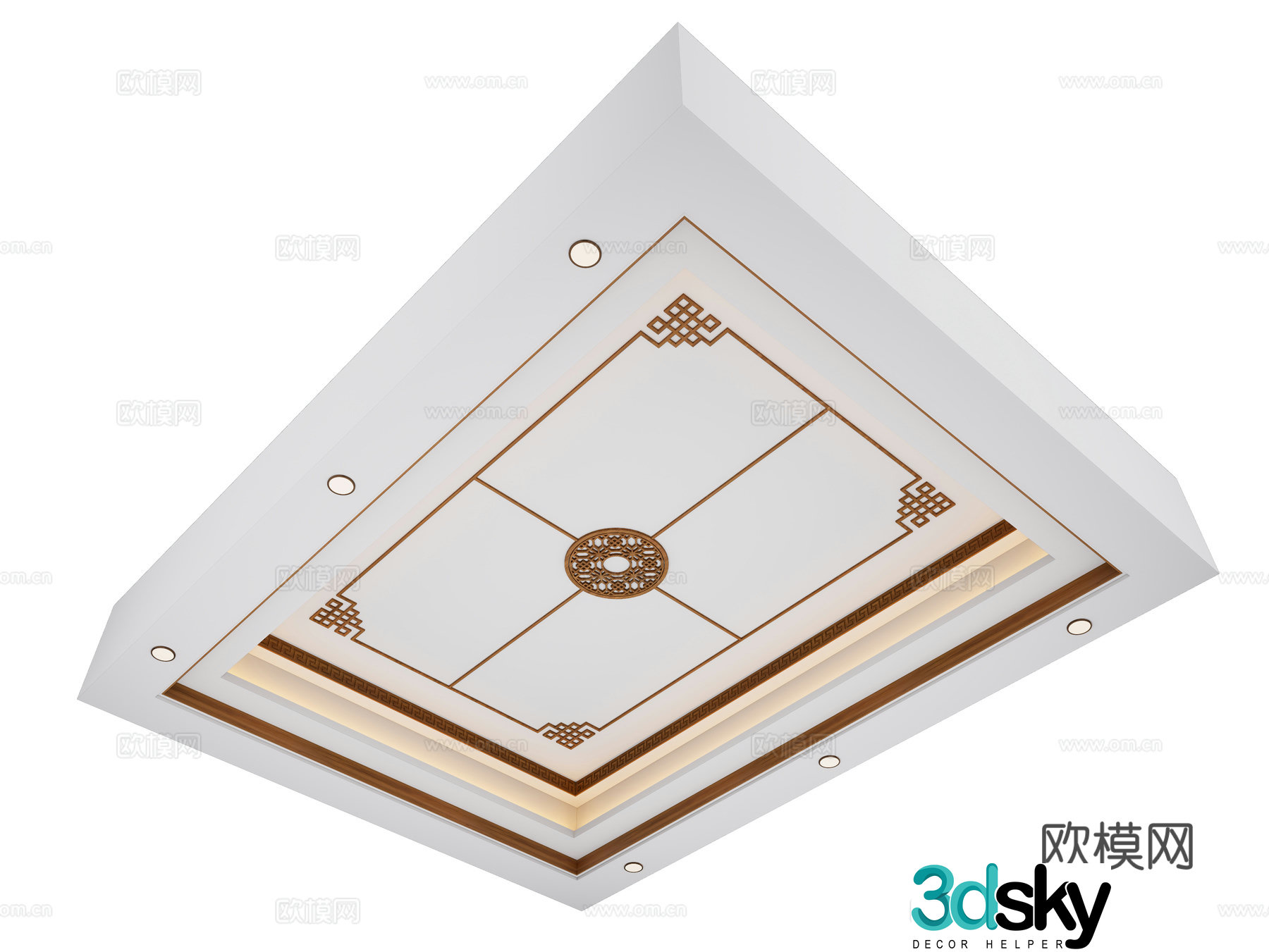 New Chinese style ceiling New Chinese style ceiling Drysanthem board ceiling Chinese style corner flower ceiling Medium 3D model