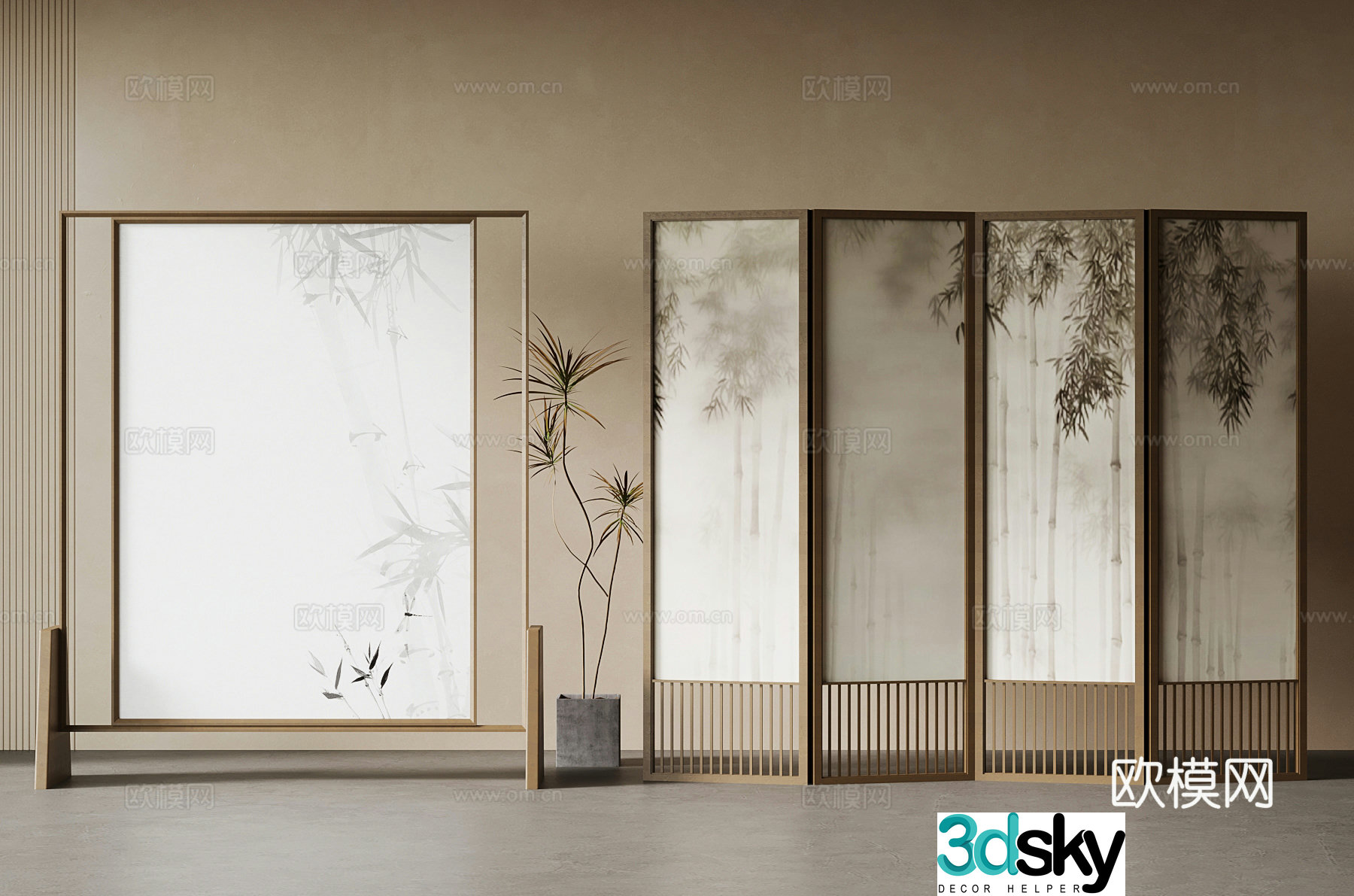 New Chinese-style screen partition 3D model