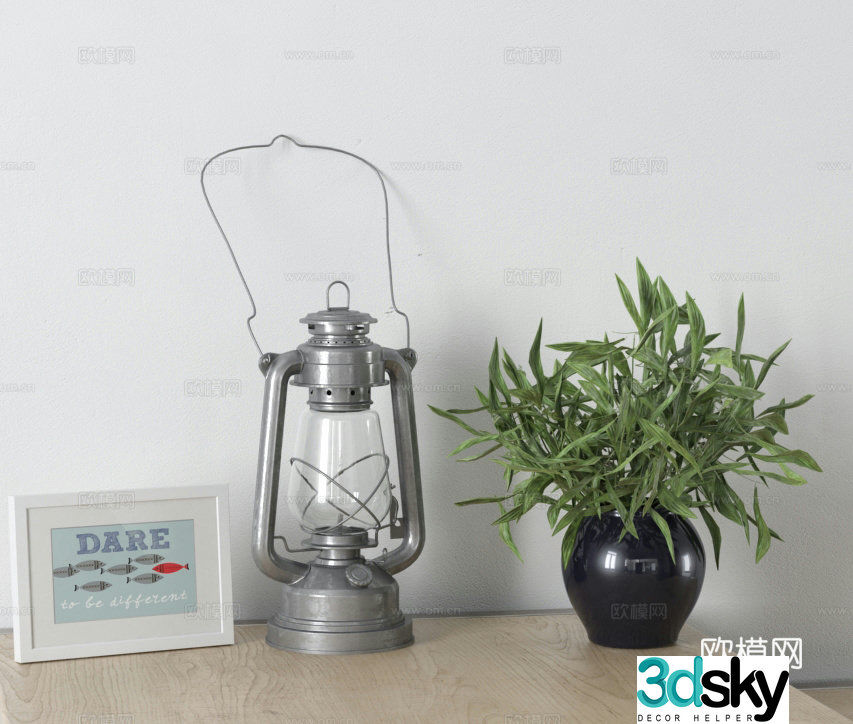 Modern jewelry ornaments vase flower art desk lamp 3d model