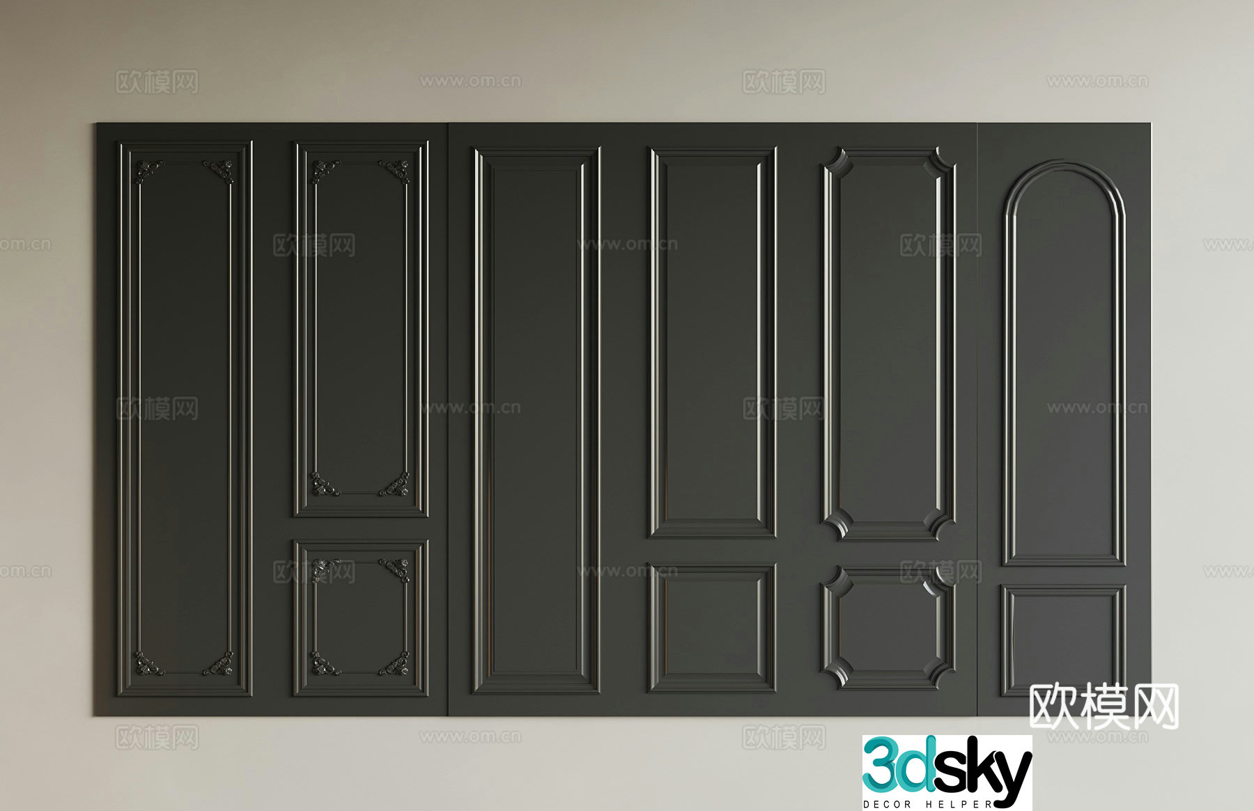 French wall panel 3d model