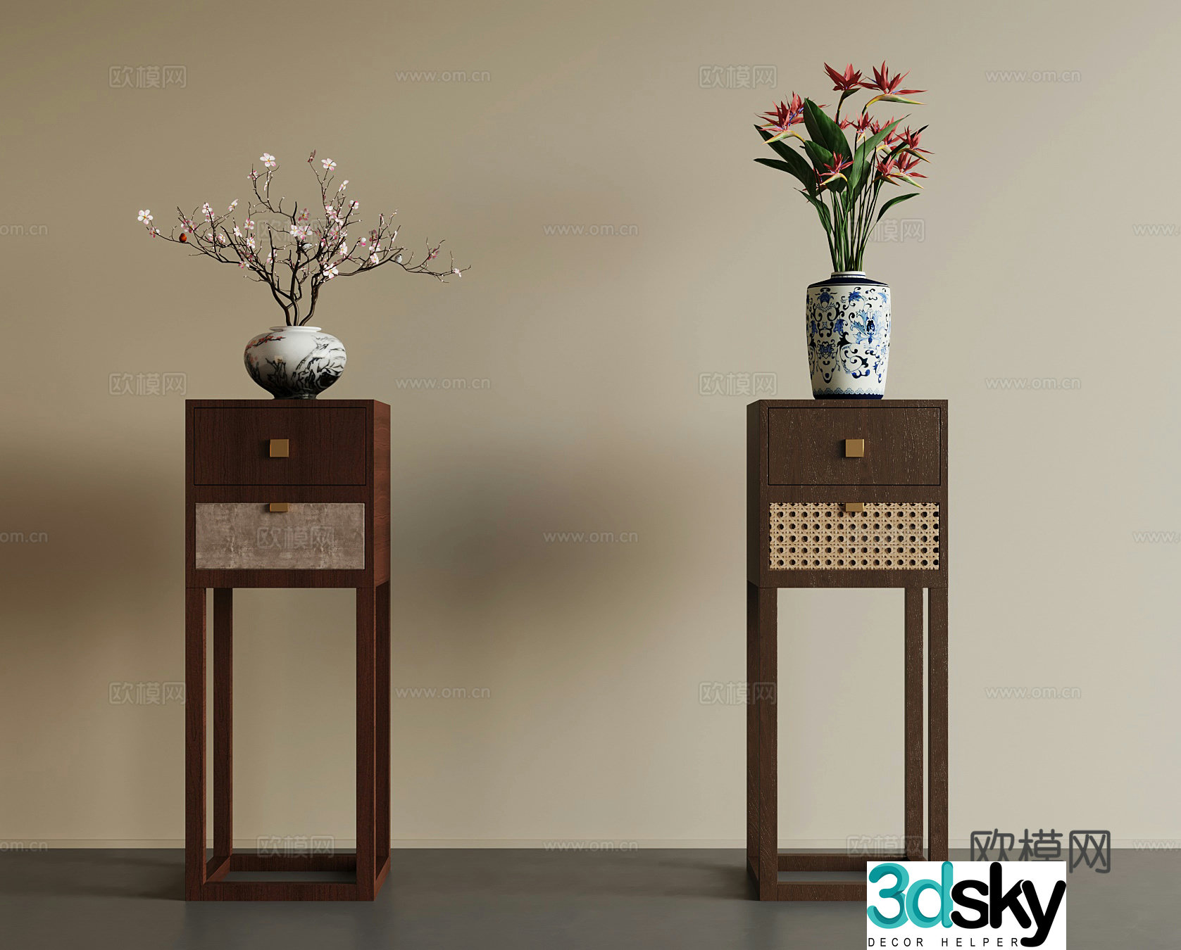 New Chinese flower stand vase 3d model