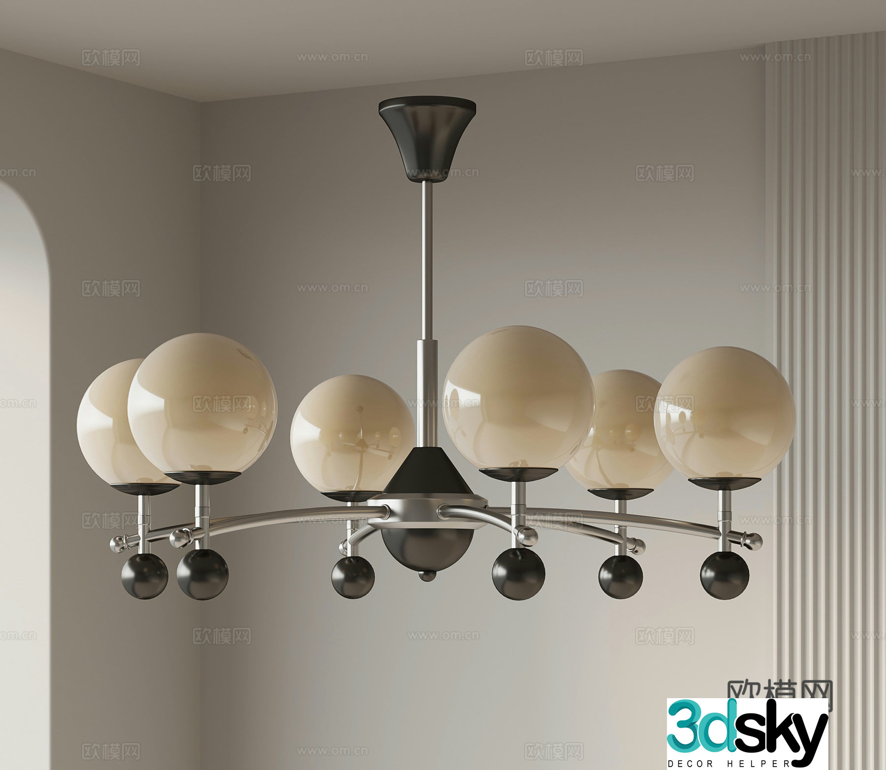 Modern Chandelier Multi-head Chandelier Metal Chandelier Spherical Chandelier 3D Model