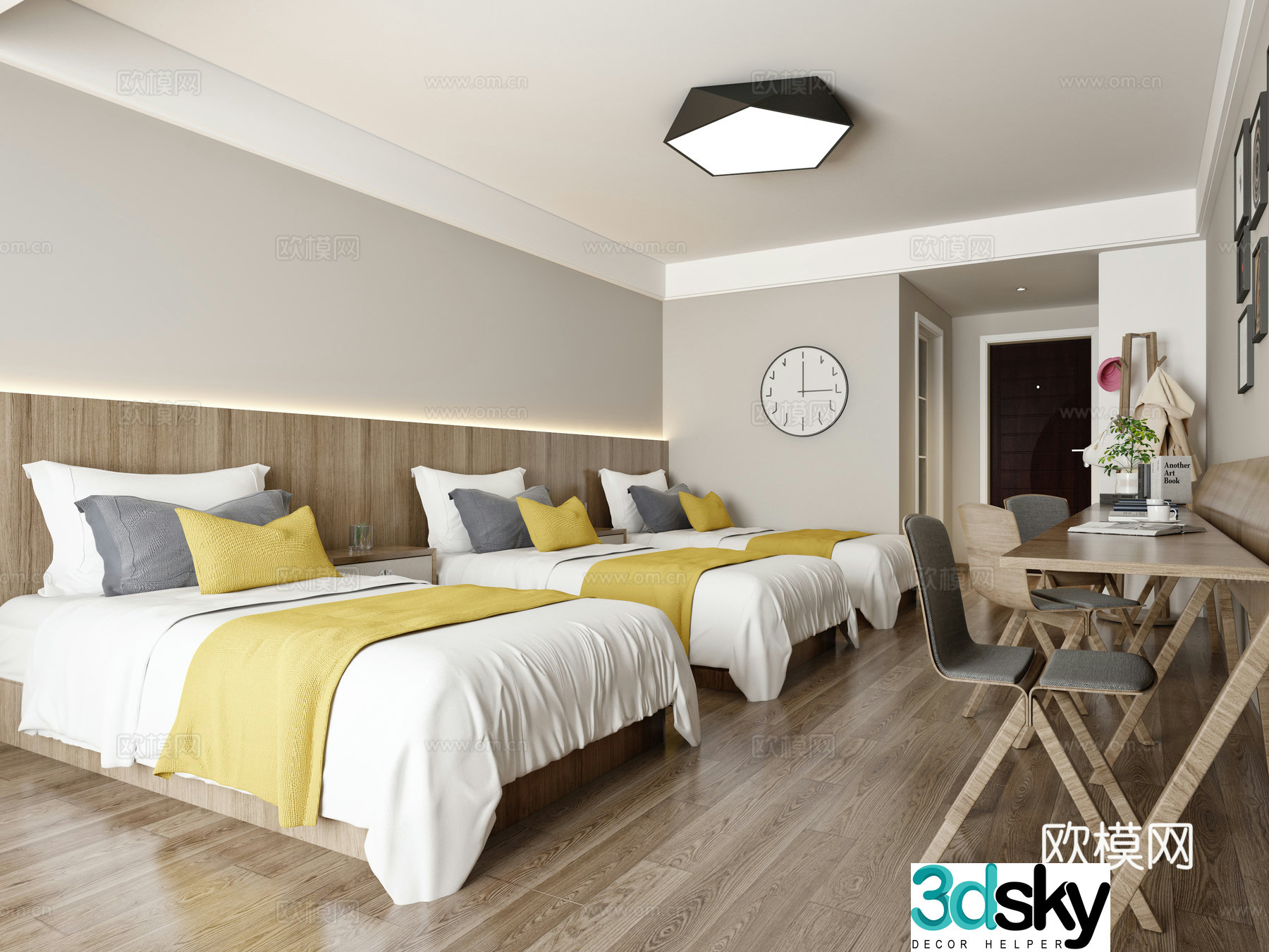 Nordic employee dormitory room 3d model