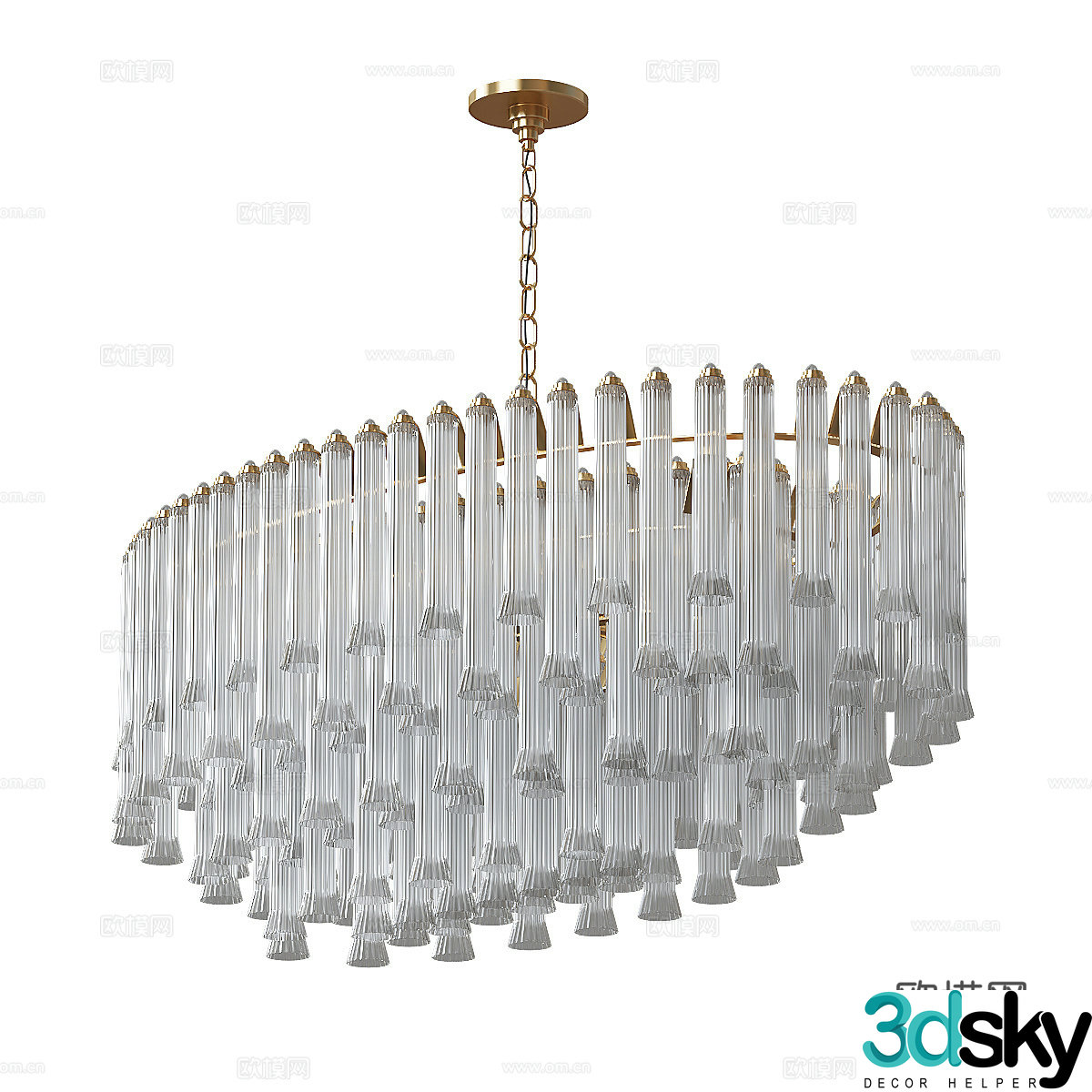 Modern Italian light luxury oval chandelier 3D model