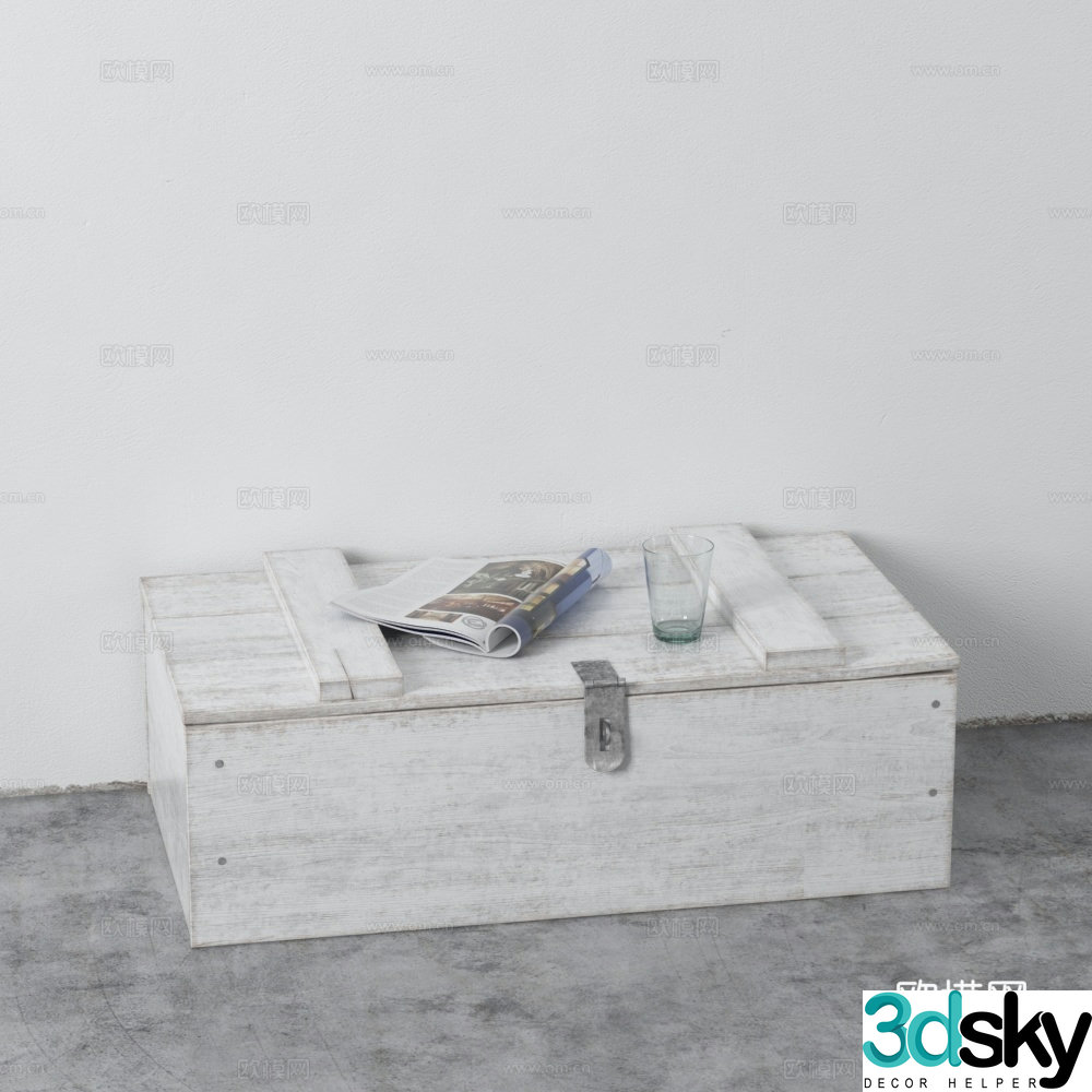 Industrial style ornaments box wooden box 3d model
