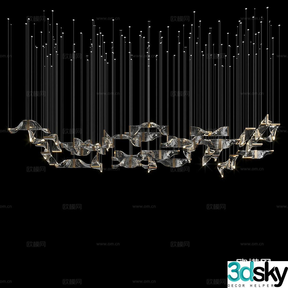Modern Italian light luxury glass craft chandelier 3D model