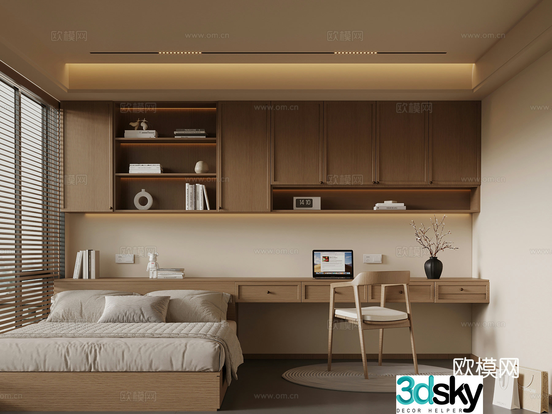 New Chinese Tatami Bedroom Song Tatami Bedroom 3D Model