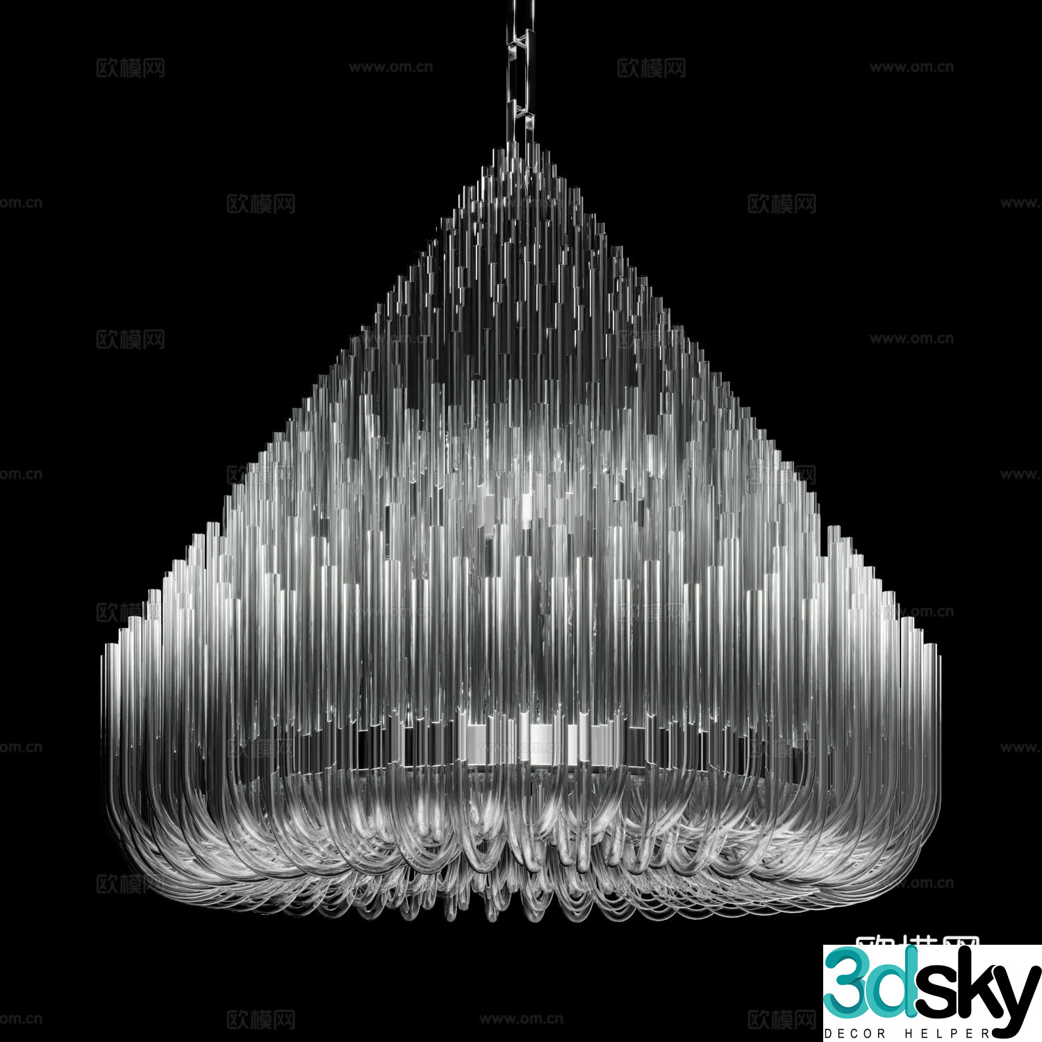 Modern Italian Metal Glass Decorative Chandelier 3D Model