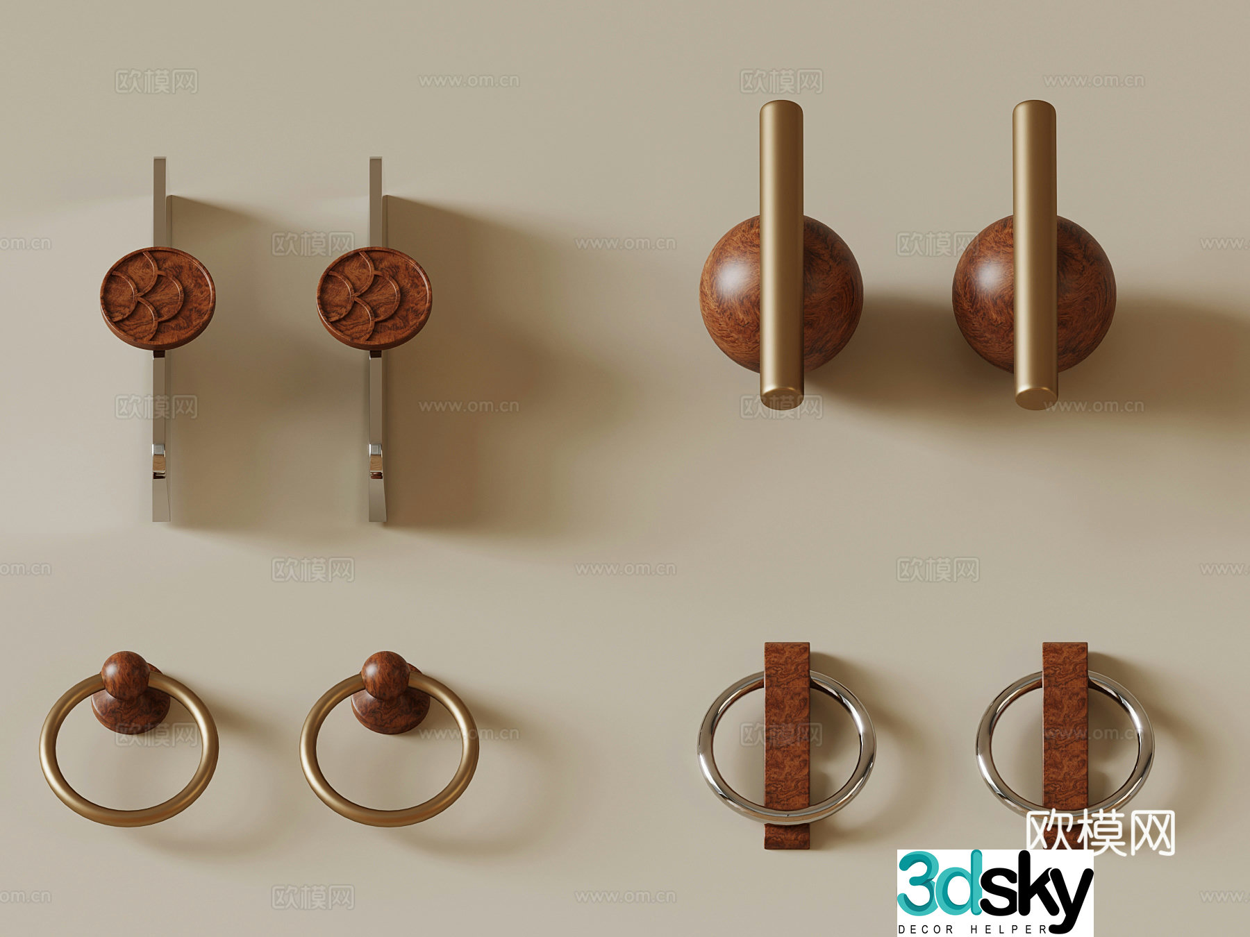 08 Middle-aged style handle door handle 3D model