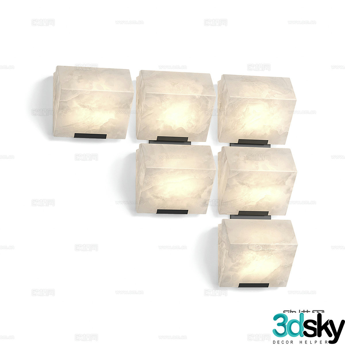 Modern translucent stone wall lamp 3d model