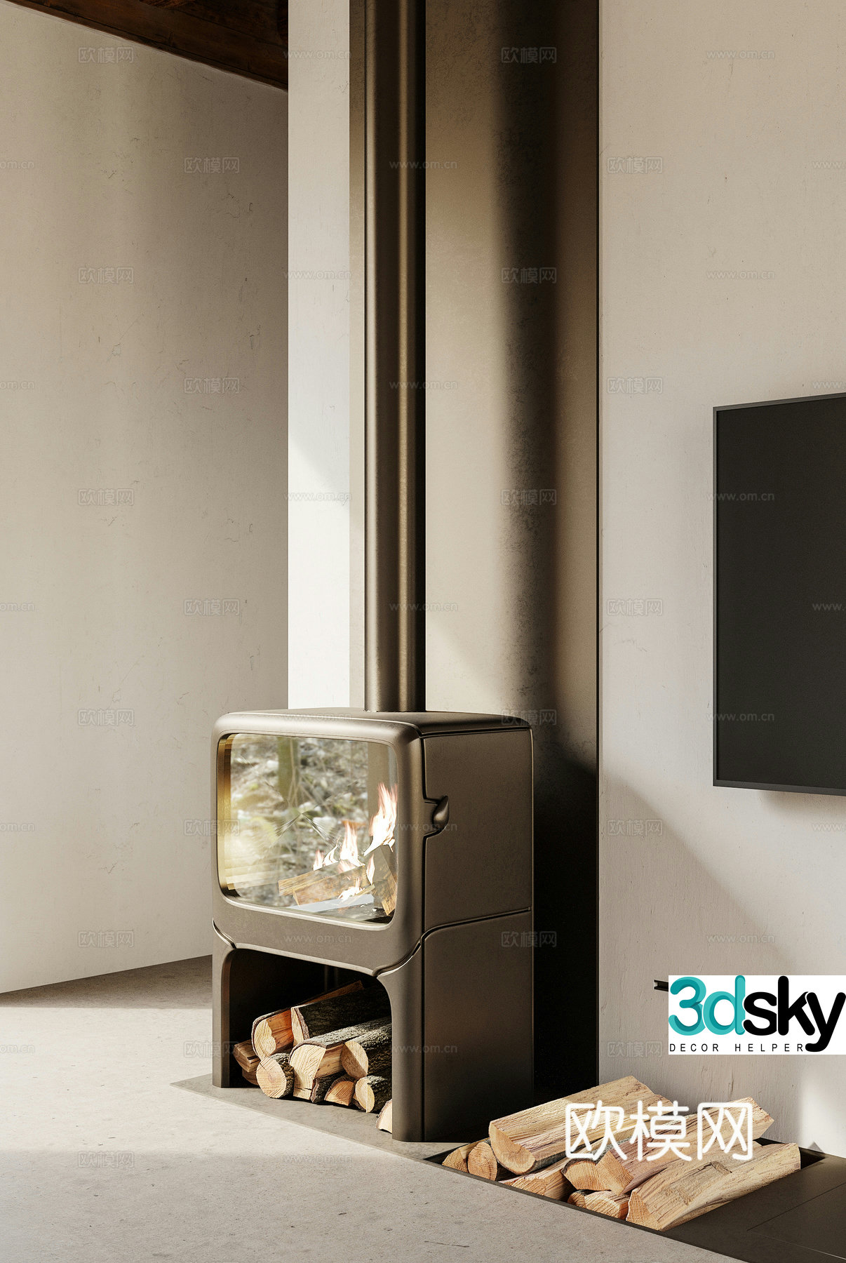 Modern Fireplace Electronic Fireplace 3d Model