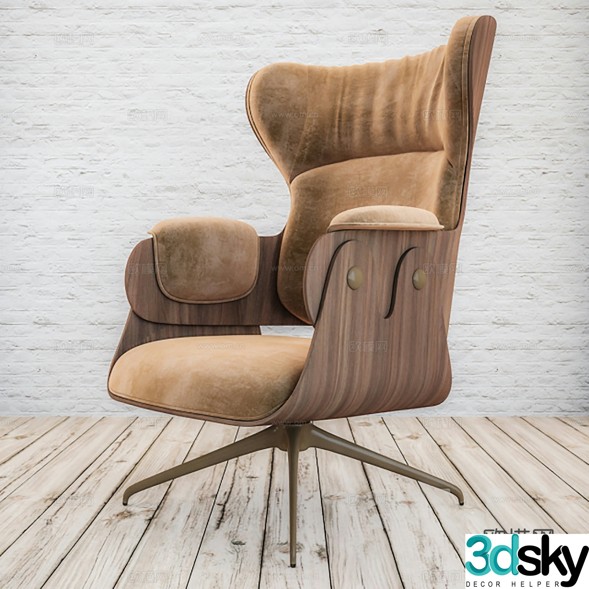 Modern leisure chair cloth chair book chair single chair 3d model