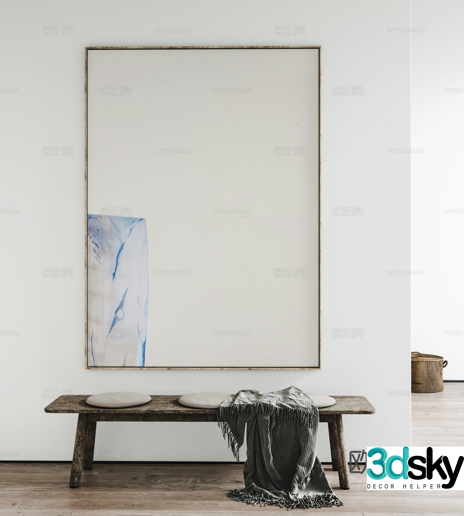 Modern hanging paintings decorative paintings stools 3D model