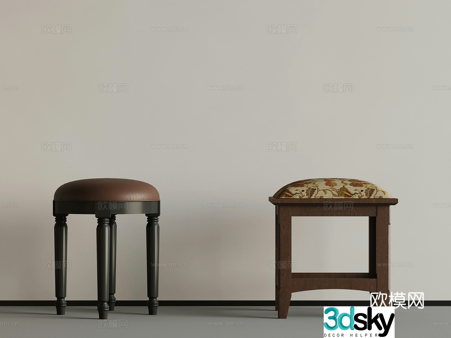 French stool dressing stool 3d model
