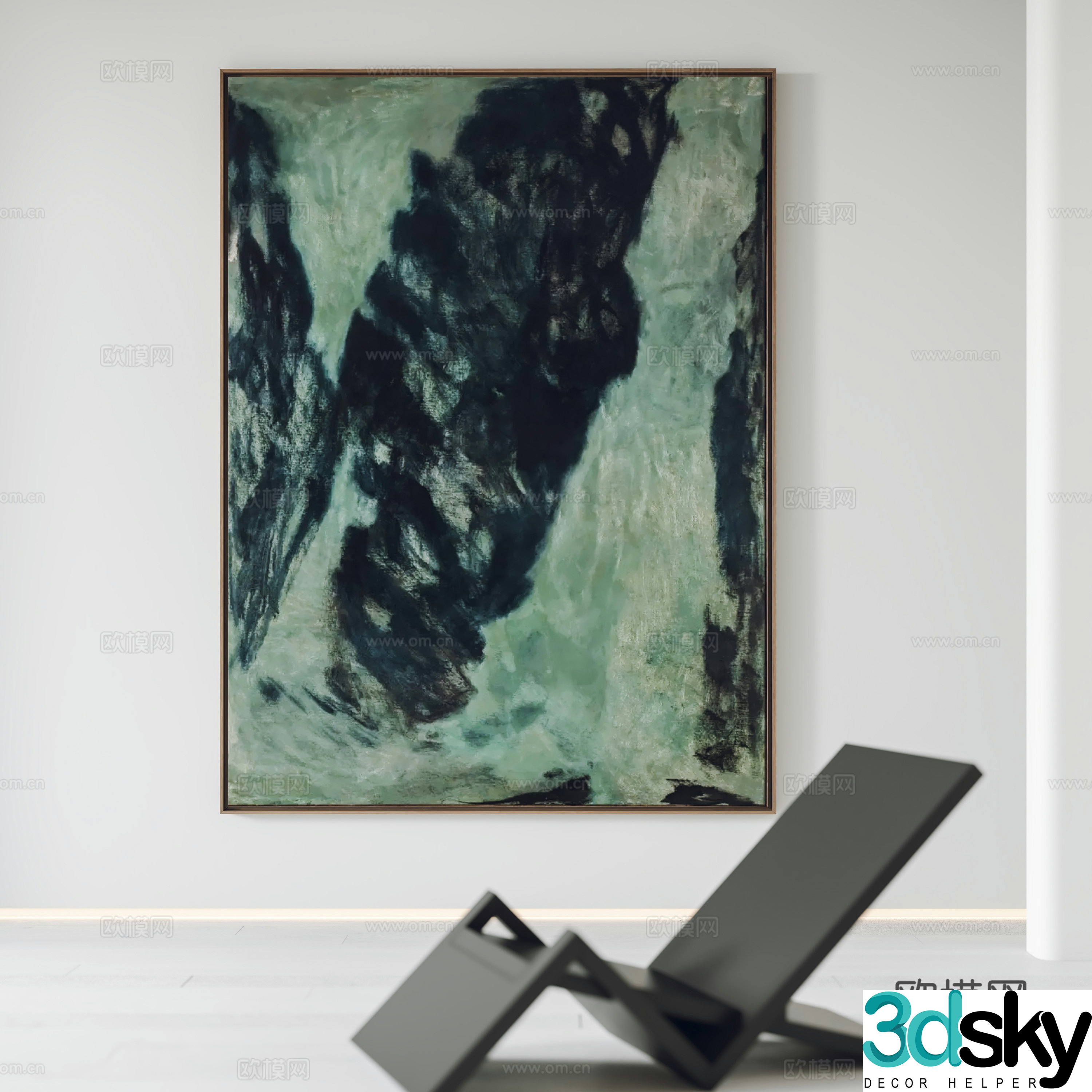 Modern hanging paintings decorative paintings leisure chairs 3d model